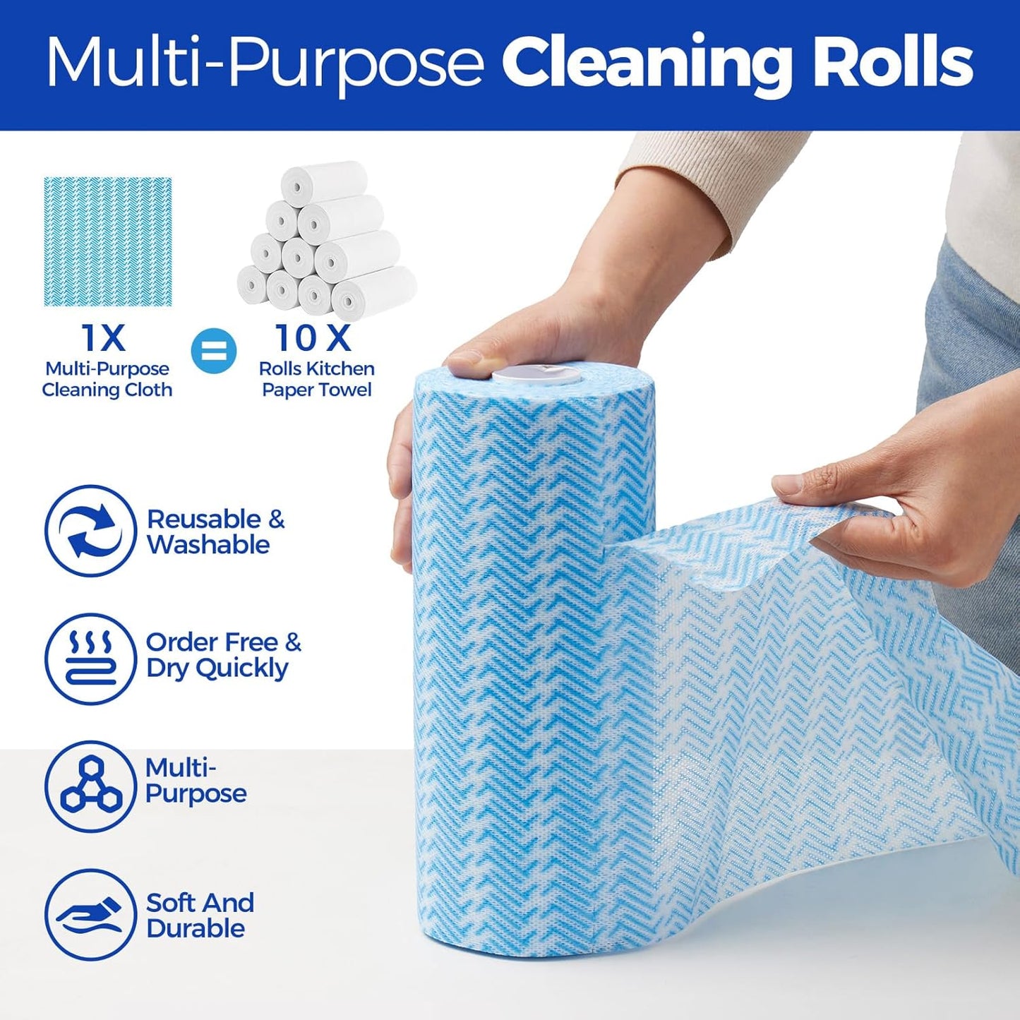 Disposable Cleaning Rolls Handi Wipes Reusable Cleaning Cloths Reusable Dry Kitchen Towels Dish