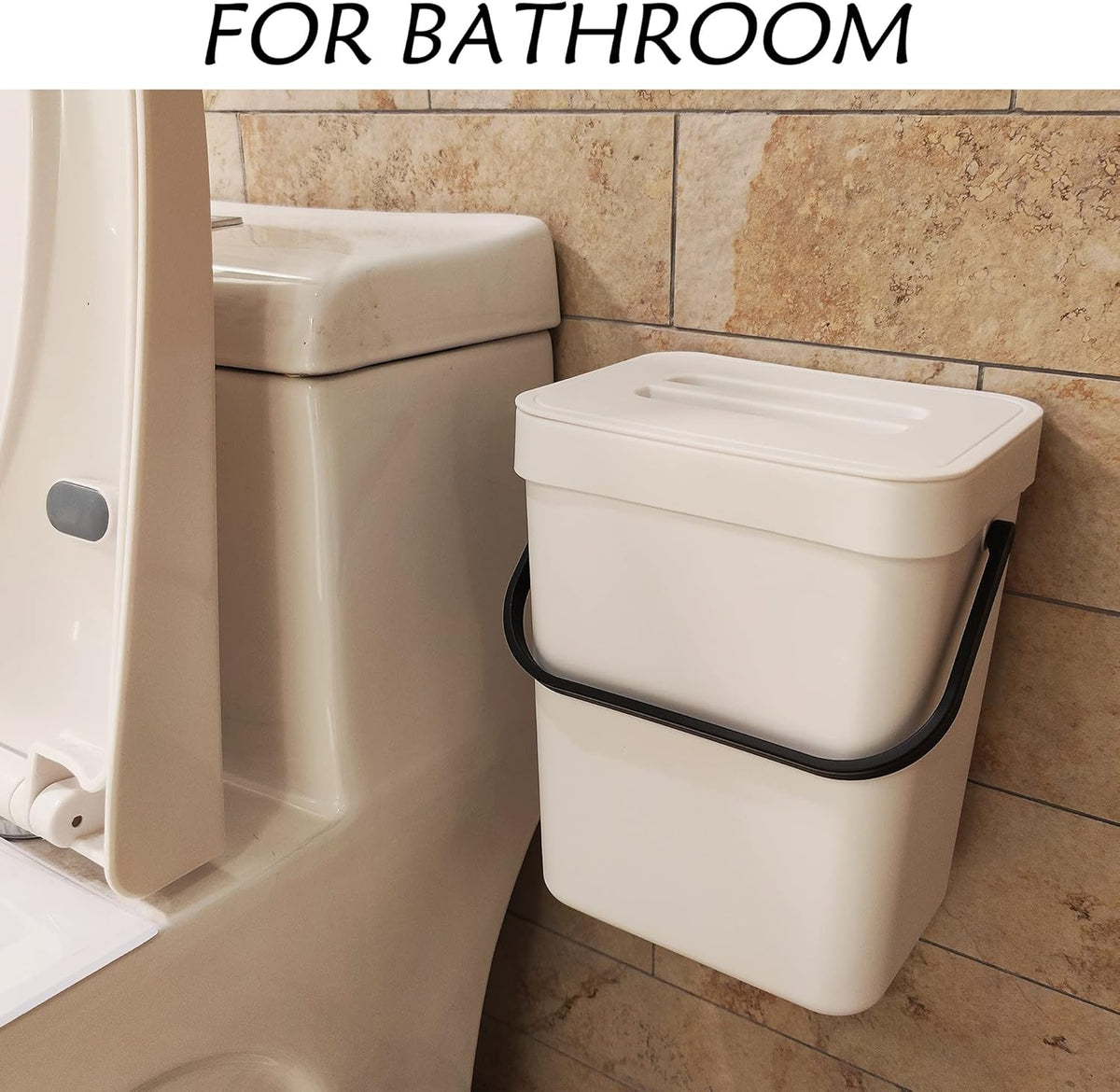 stonespace Hanging Small Trash Can with Lid Under Sink for Kitchen，1.3 Gallon/ 5L Mountable Compost
