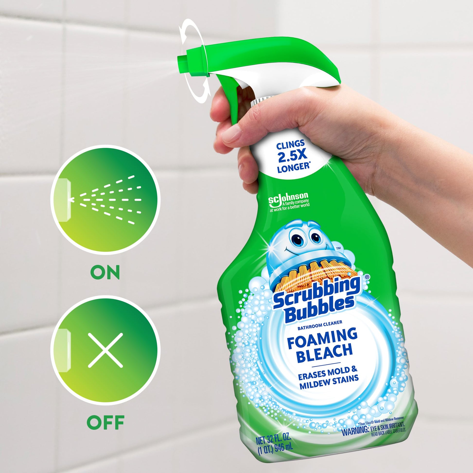 Scrubbing Bubbles Foaming Bleach Bathroom and Shower Cleaner Disinfectant Spray, Helps Erase Mold &