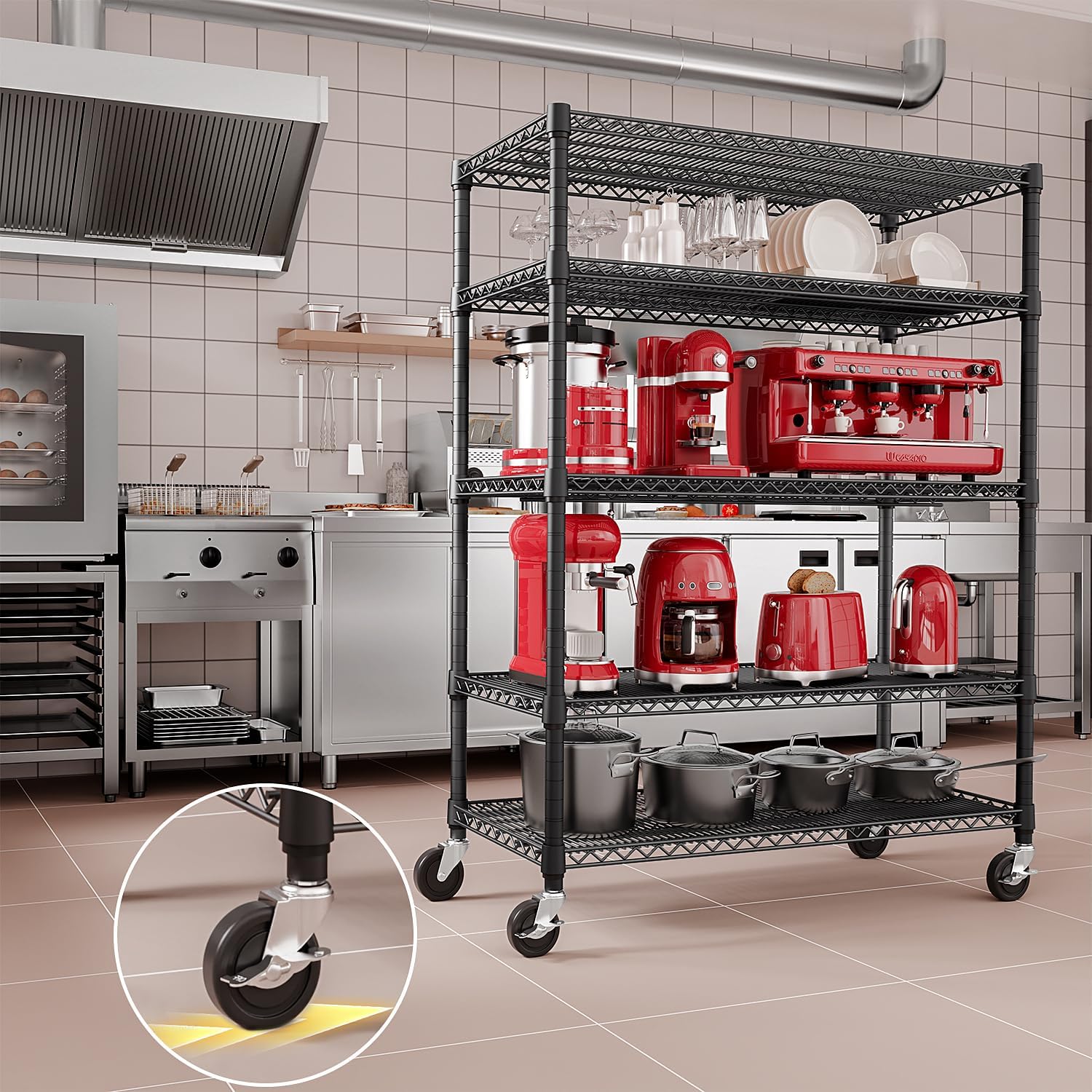 IZEUK Garage Shelving Wide Storage Shelves 5 Tier Metal Shelves 4000 LBS Heavy Duty Adjustable