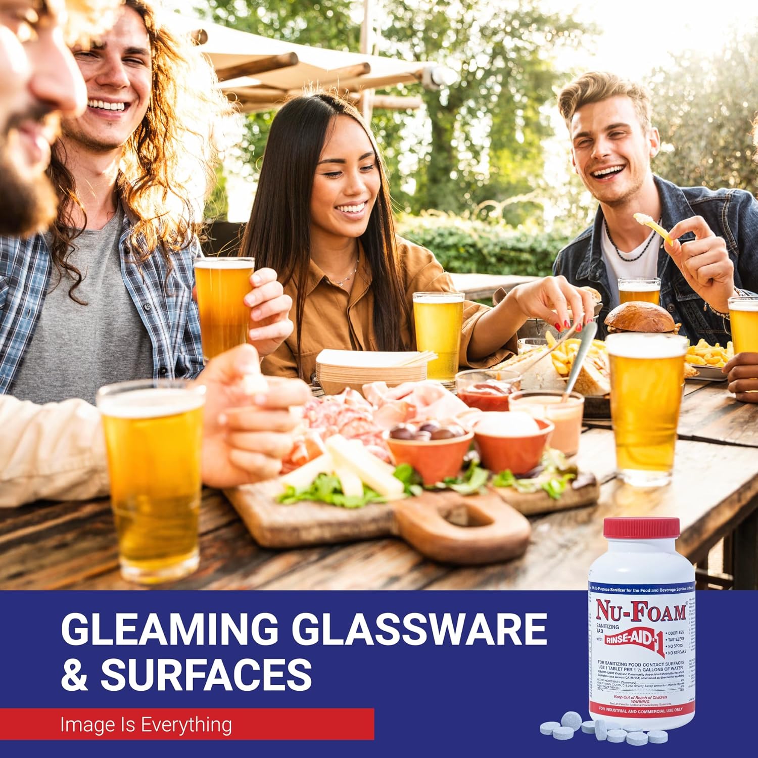 Nu-Foam Sanitizing Tablets for Bar Glassware – Superior Rinse Aid - Hand Washing Bar, Tavern