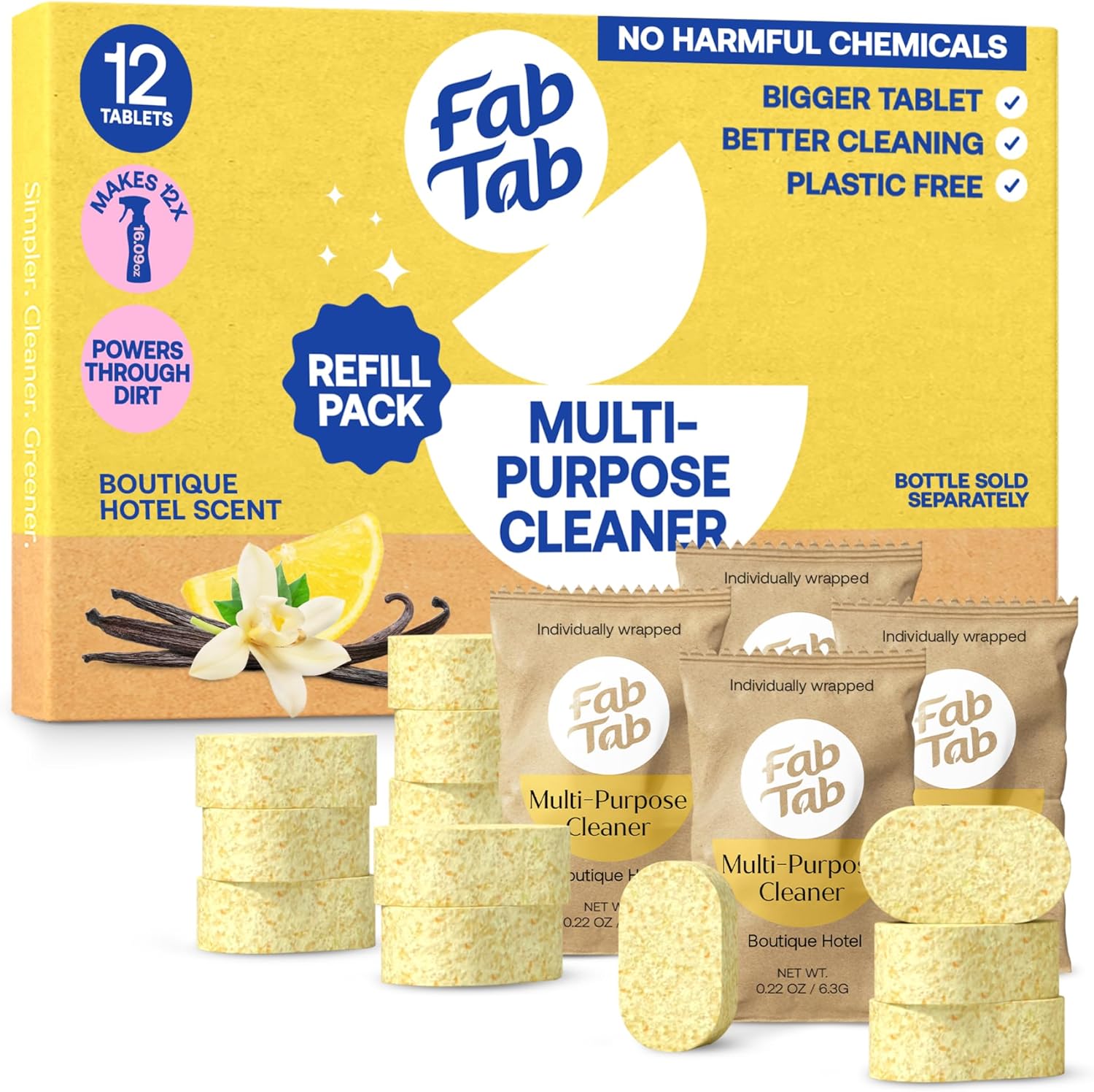 Fab Tab Sustainable Cleaning - All Purpose Refill Spray Tablets - Multi-surface Cleaning Spray