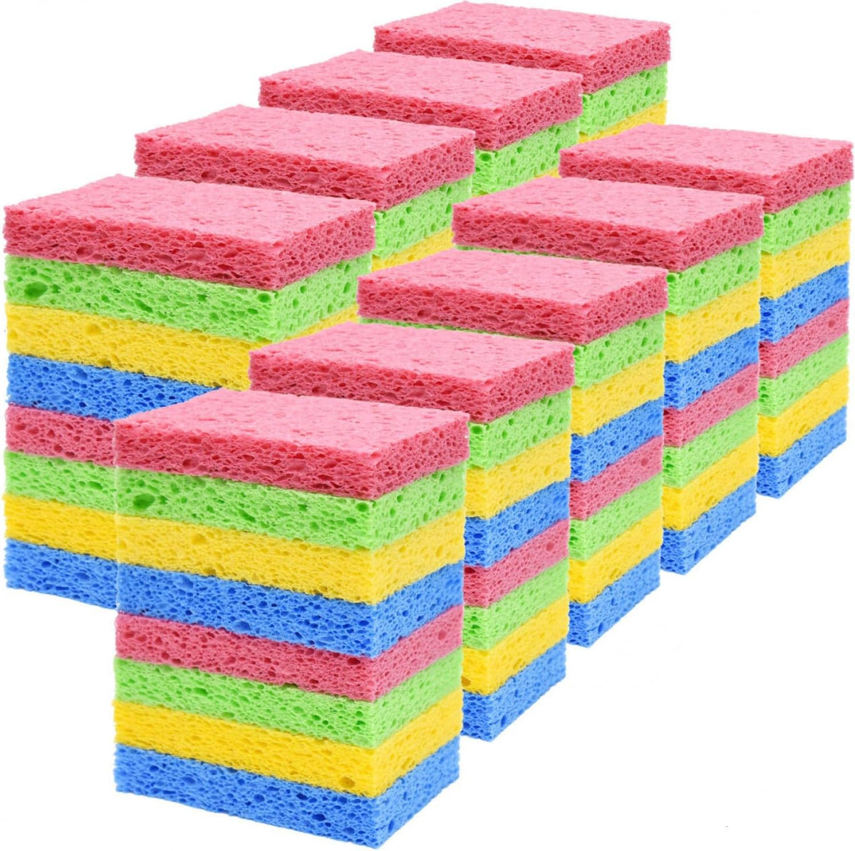 YoleShy 72 Pack Sponges Kitchen Natural Compressed Cellulose Sponges Bulk Non Scratch for Household