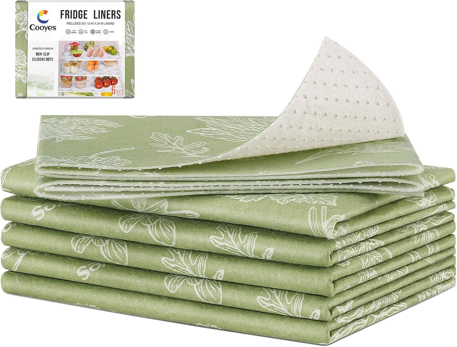 Cooyes Large Fridge Liners for Refrigerator, 17.7" × 36", Drawer & Shelf Liners for Kitchen
