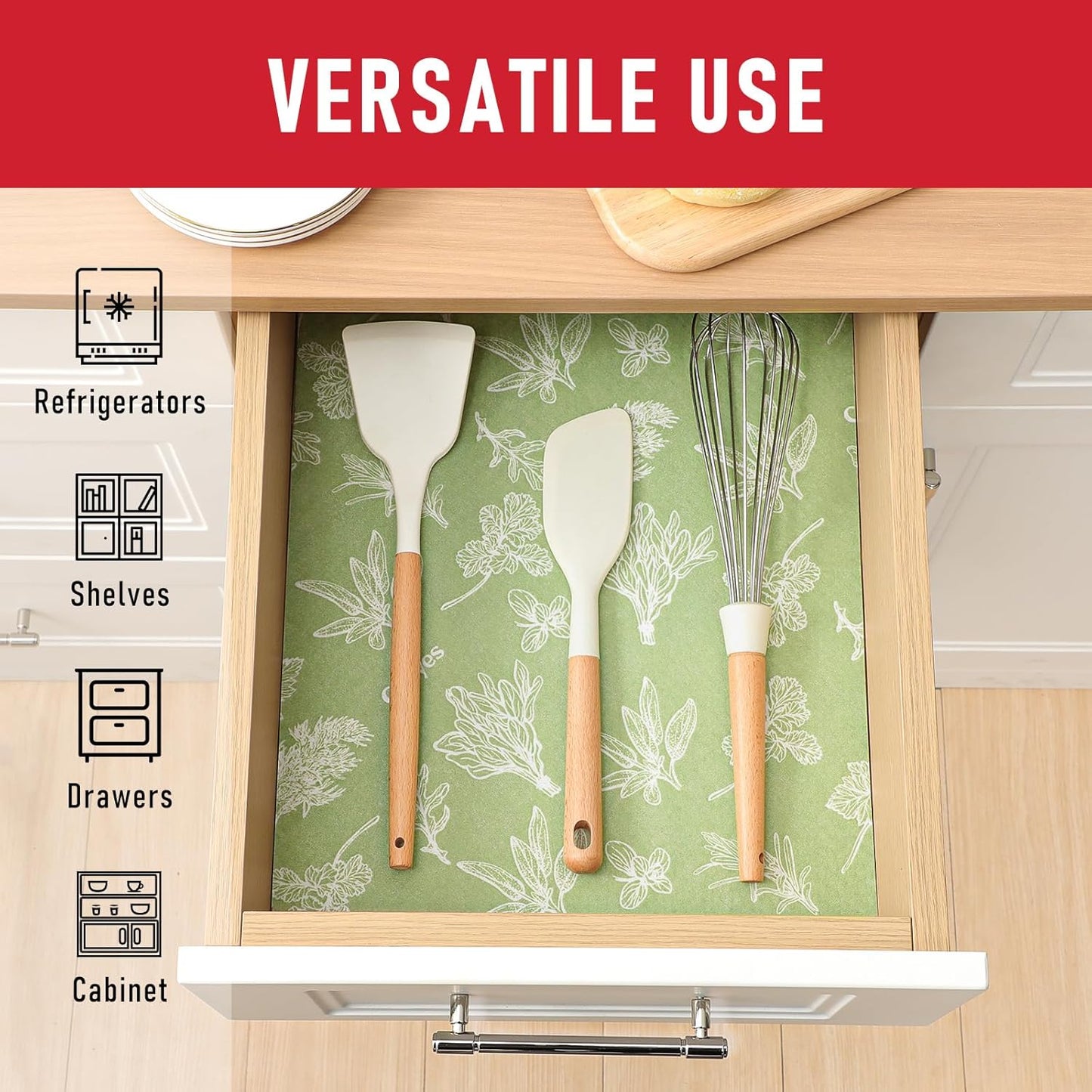 Cooyes Shelf Liner for Refrigerator & Drawer, Non-Adhesive Cabinets Liner for Kitchen Cupboard &