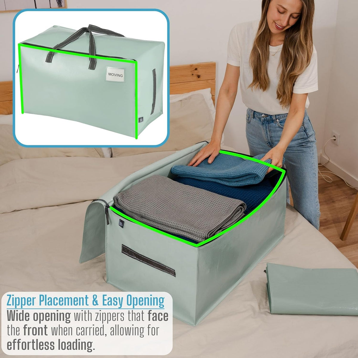 VENO 10 Pack Moving and Storage Bags, Heavy Duty, Alternative to Moving Boxes, Large Packing Totes