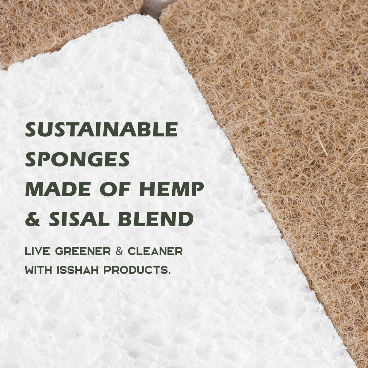 Isshah Plant-Based Kitchen Sponges - FSC Certified and PETA Approved, Natural, Eco-Friendly