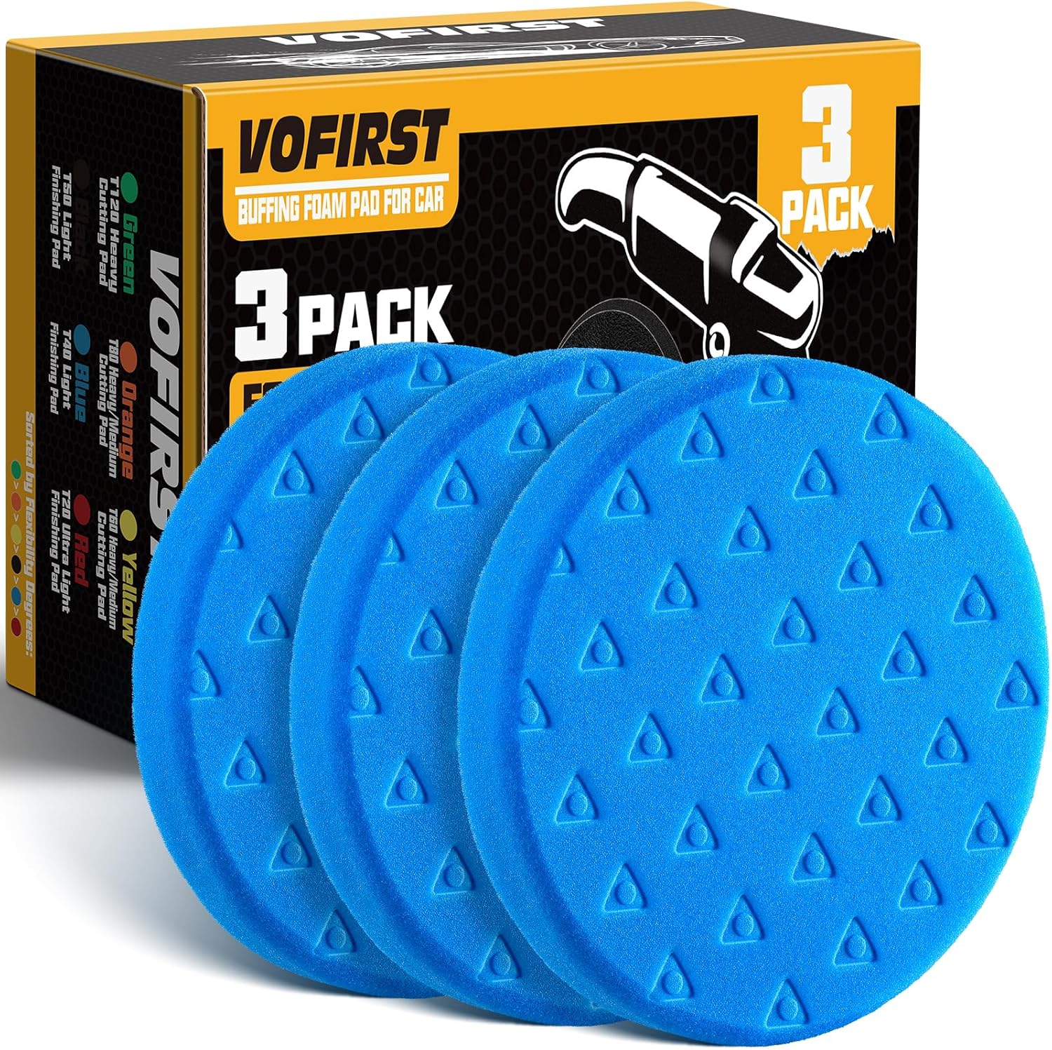 6 Inch Polishing Pad - 3Pcs Blue Polishing Pad - 6.5 Inch Face for 6 Inch 150mm Backing Plate