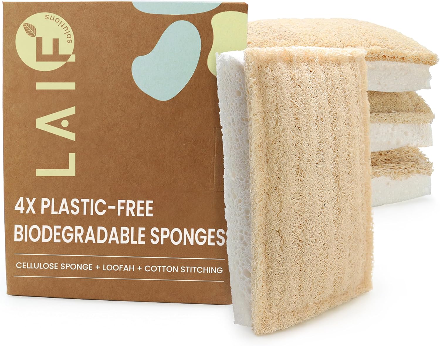 Natural Kitchen Sponges – Eco-Friendly, Compostable Dish Sponges – Loofah & Cellulose Scrubbers