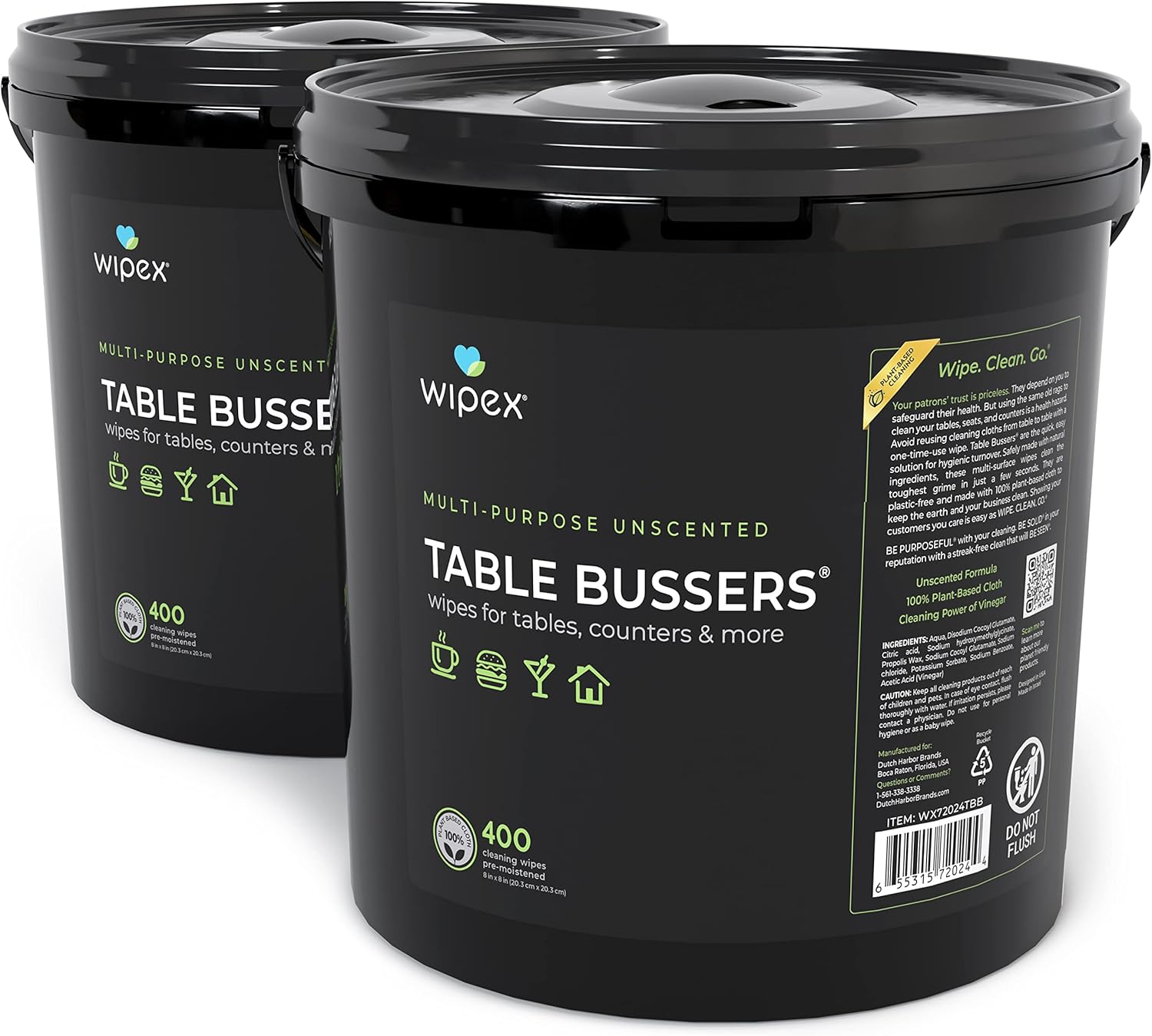 Wipex Table Bussers - Natural Cleaning Wipes for Multi Surface Cleaning, Cleaning Vinegar in Plant