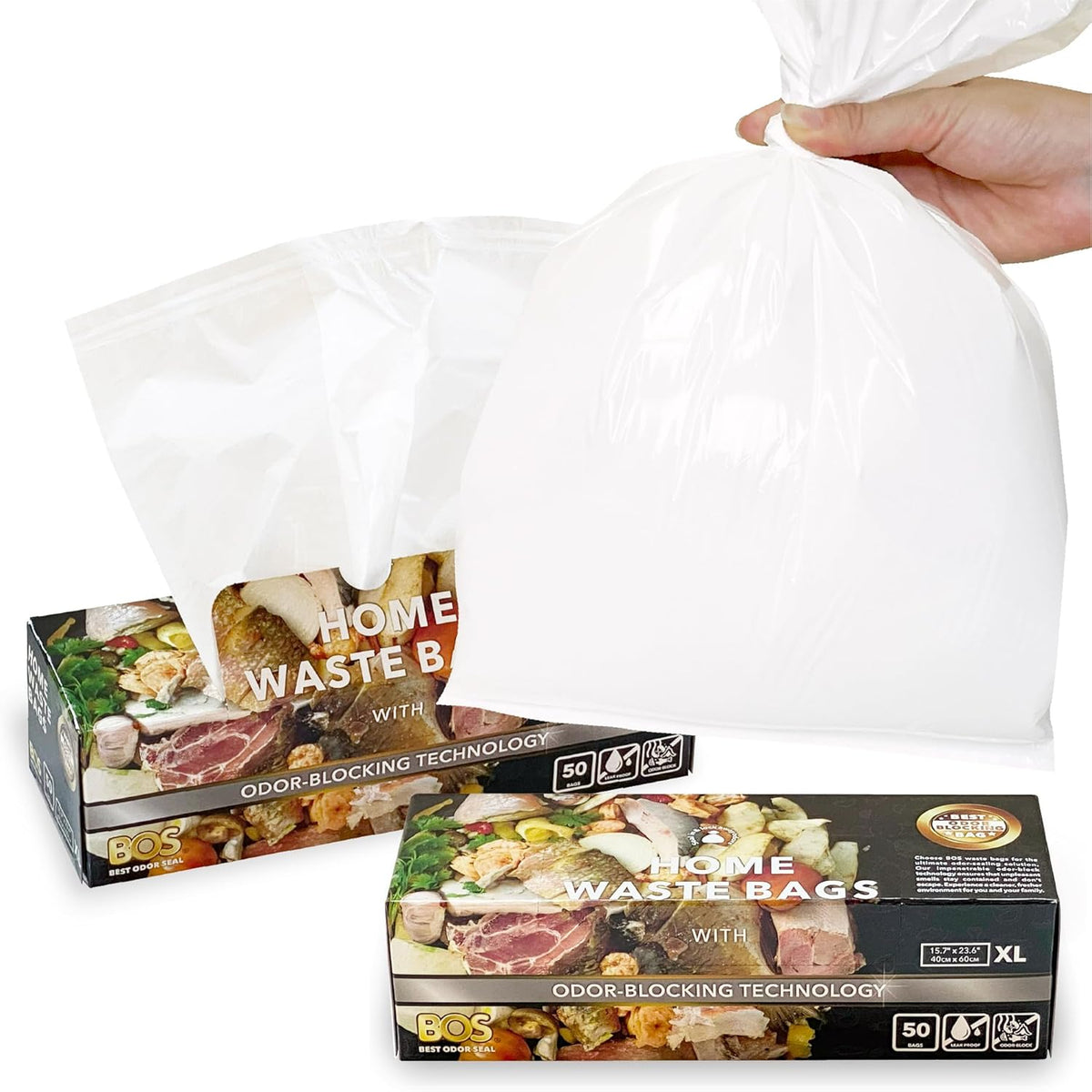 BOS Odor-Sealing Kitchen, Home & Food Small Trash Bags for Waste- Disposable Bags - Scent & Smell
