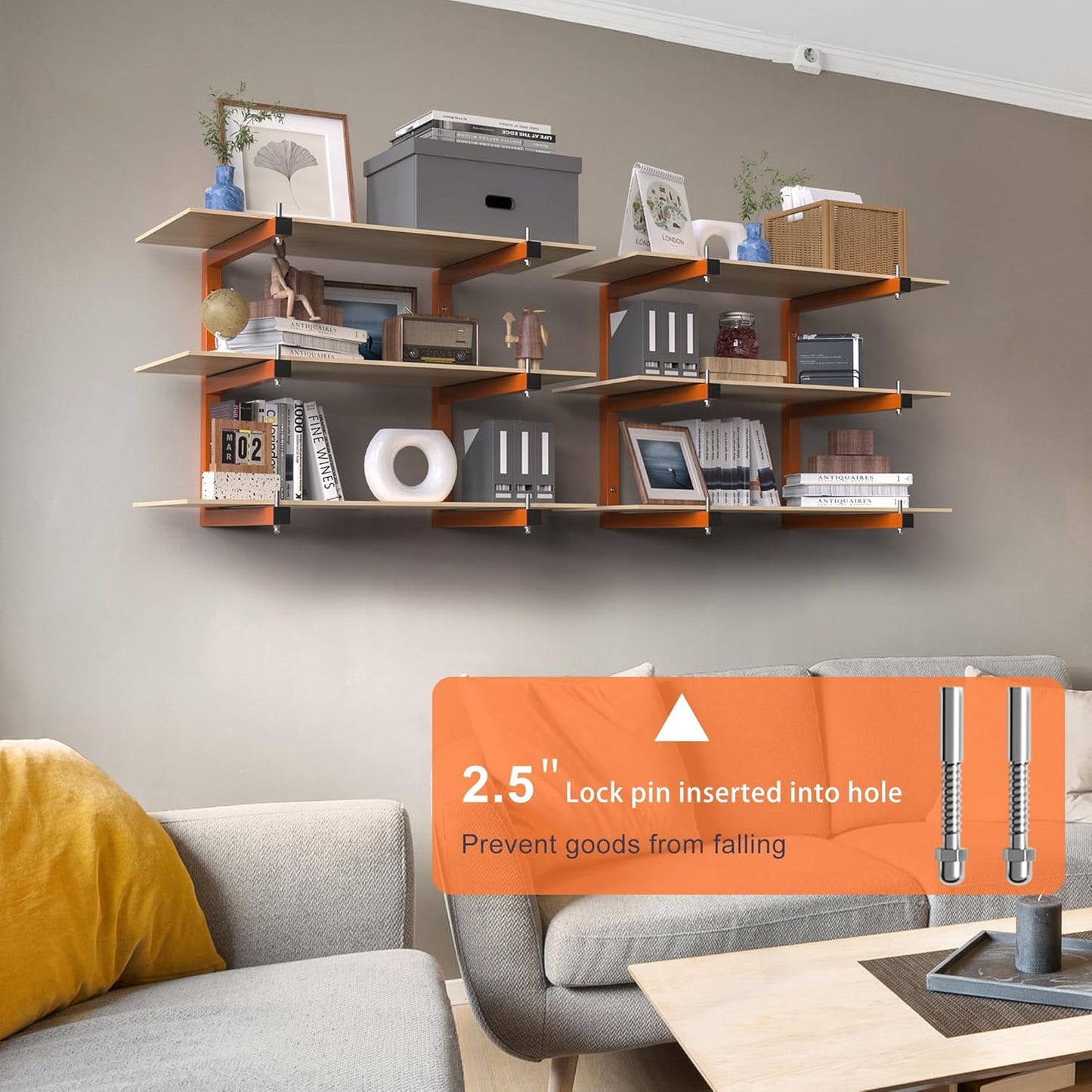 Lumber Rack Wall-Mounted Lumber Storage Rack, Heavy Duty Wood Storage Racks with 9-Level System