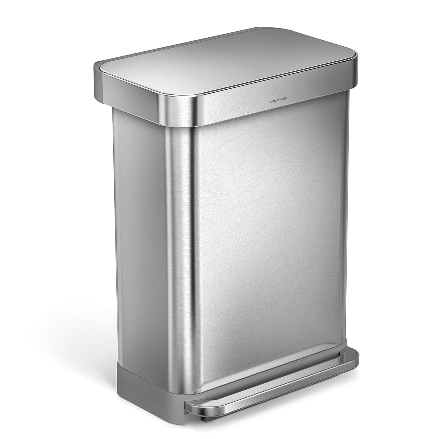 simplehuman 55 Liter / 14.5 Gallon Rectangular Hands-Free Kitchen Step Trash Can with Soft-Close