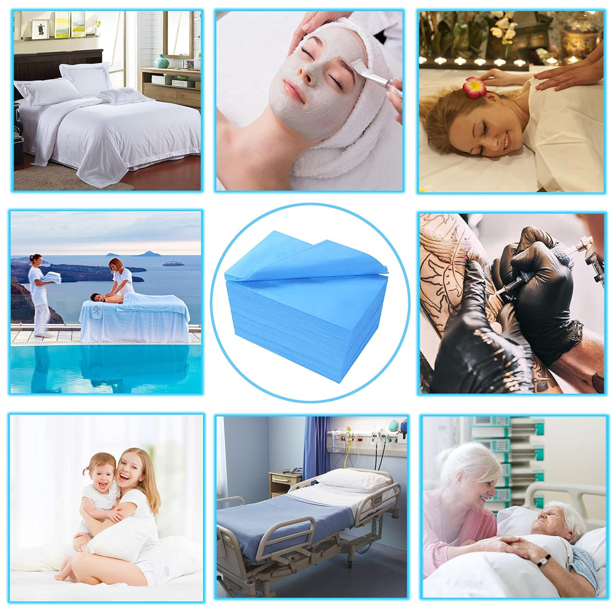 50 Pcs Disposable Bed Sheets 31" x 71" Massage Table Sheets Non Woven Fabric SPA Bed Cover