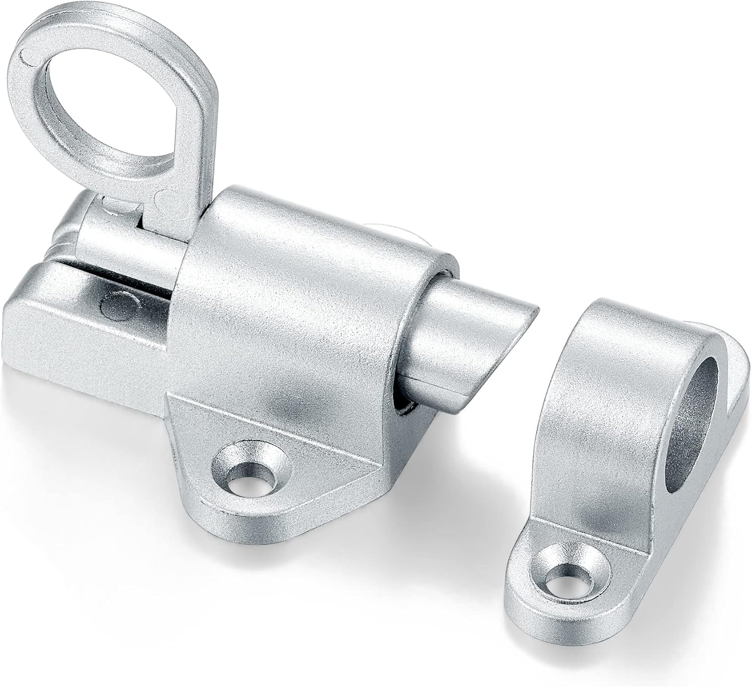 6 Packs Self-Closing Latches，Silver Gray Spring Door Lock，Resilient Bolt Latch Aluminum Alloy