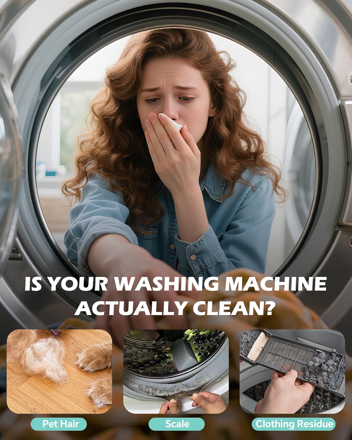 Washing Machine Cleaner Tablets: 40% Stronger Cleaning Power, Deep Cleaning Tablets For HE, Front