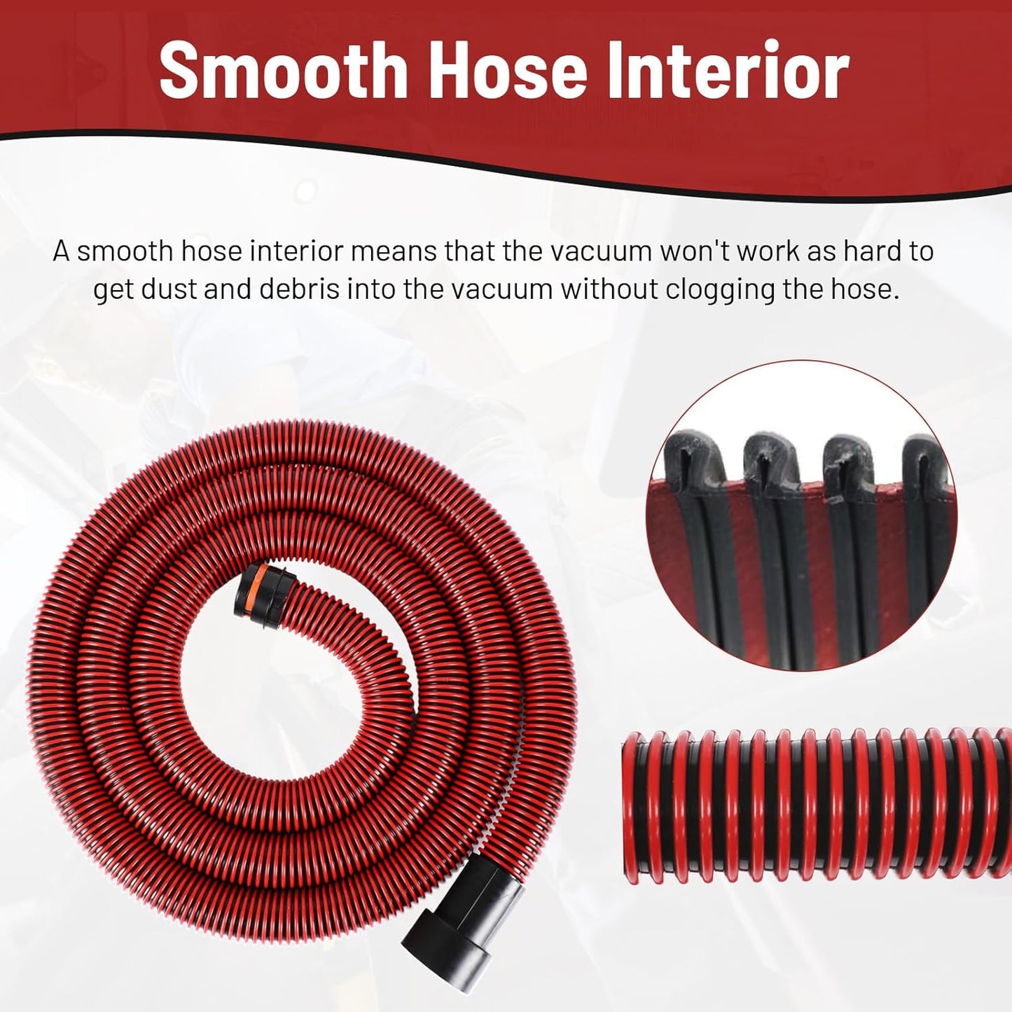 Klabb 16 Feet Dust Collection Hose Kit for Home and Shop Vacuums System with 6 Adapters of