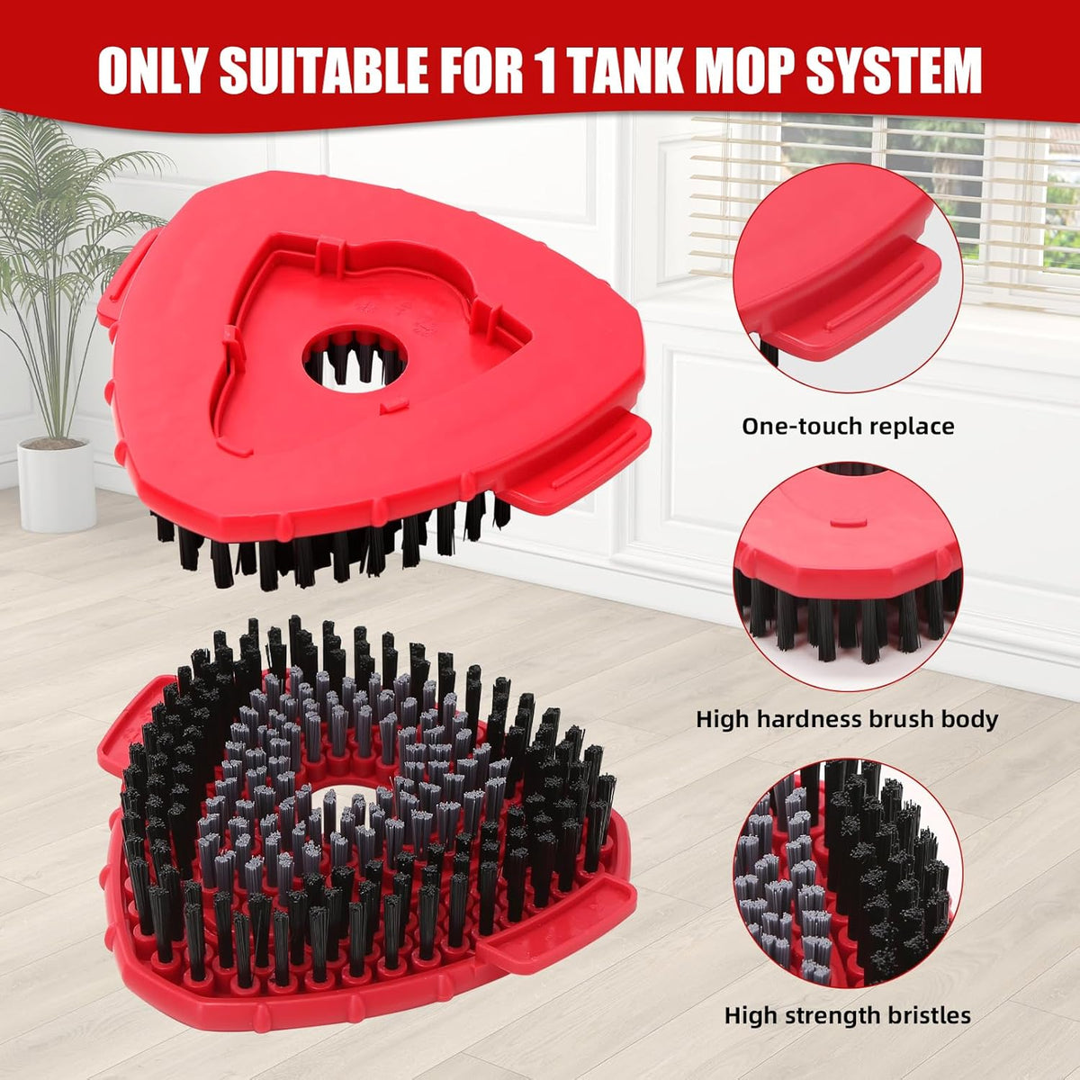 2 Pcs Full-Coverage Spin Mop Scrub Brush Head and 1 Mop Base Part Replacement for Oceda EasyWring 1
