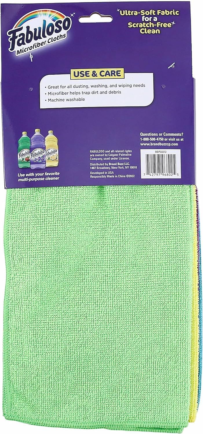 Fabuloso Microfiber Cleaning Cloths, Rainbow - Lint-Free, Scratch-Free Cleaning Cloths for Surfaces