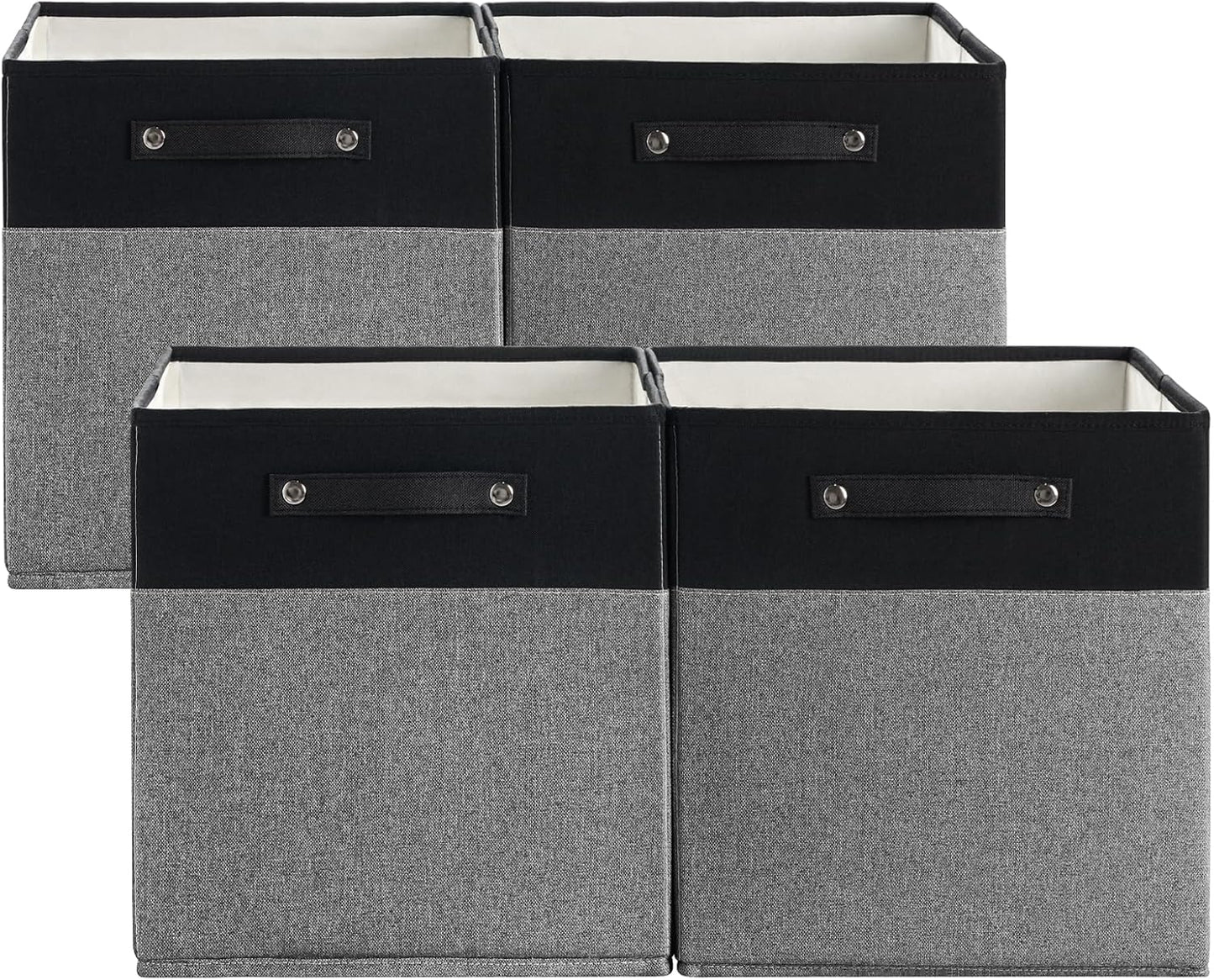 13 x 13 Inch Fine Linen Storage Bins with Handles，Fabric Cube Boxs，Collapsible Basket Organizers