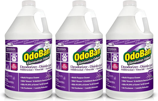 OdoBan Professional Disinfectant and Odor Eliminator Concentrate, 3-Pack, 1 Gallon Each, Lavender