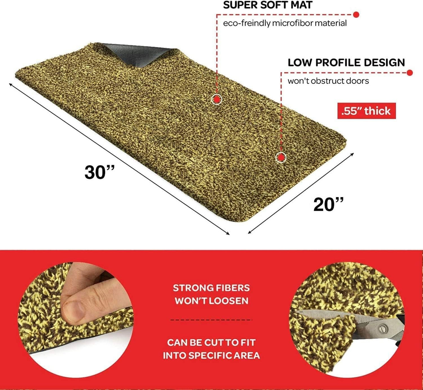 Premium Microfiber Indoor Door Mat – 20"x30" Washable Entry Mat, Non-Slip, Waterproof Backing