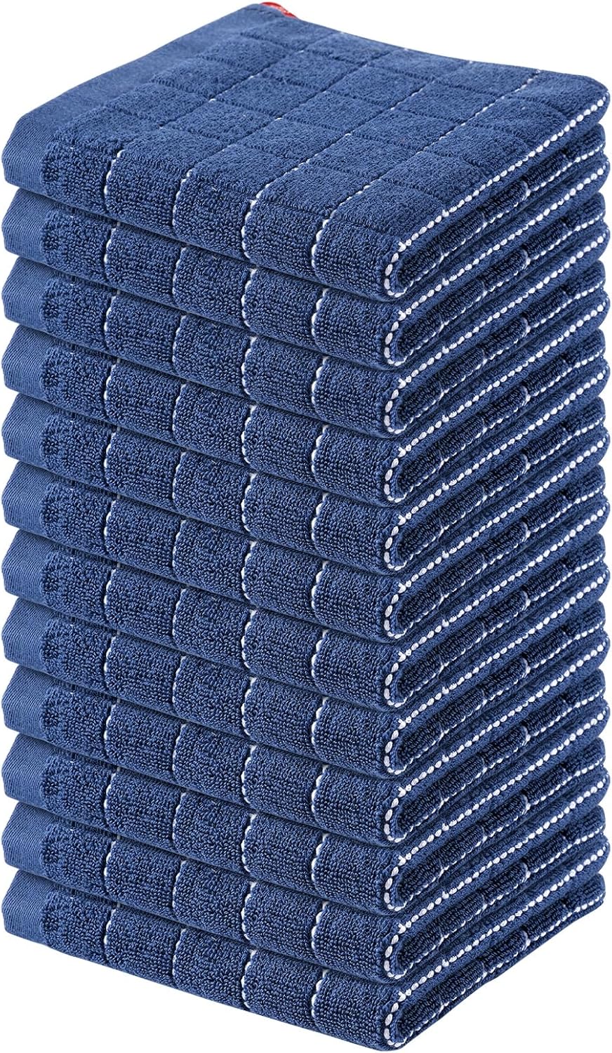 Homaxy 100% Cotton Terry Kitchen Dish Cloths, Ultra Soft and Absorbent Dish Towels for Kitchen