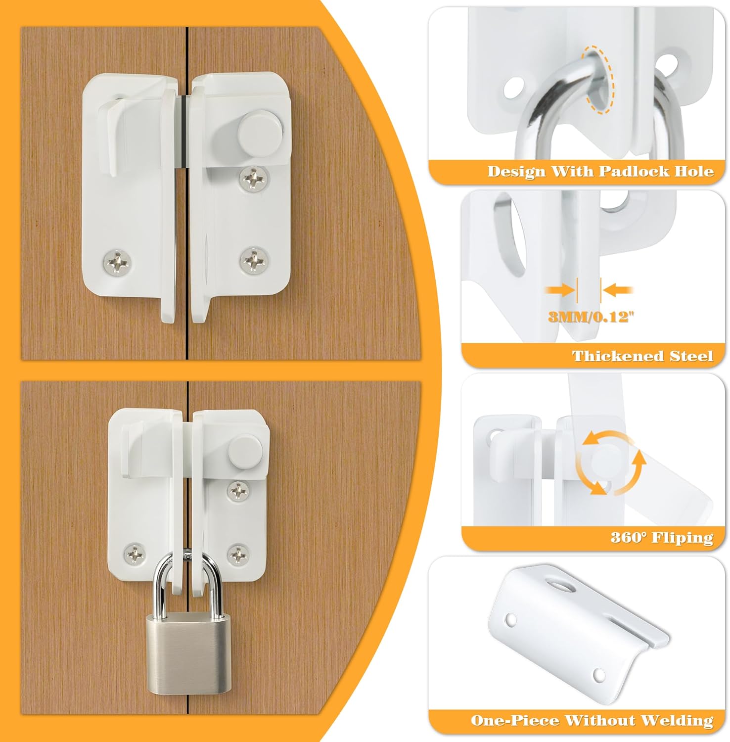 Alise Flip Latch Gate Latches Slide Bolt Latch Safety Door Lock Catch for Barn Cabinet Pet Cage