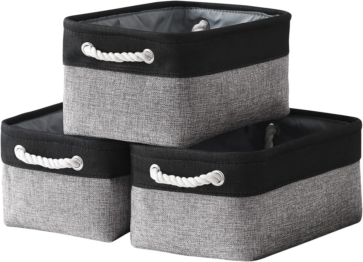 TheWarmHome Storage Basket for Organizing - 14x10x7 inch Medium 3 Pack Collapsible Storage Bin for