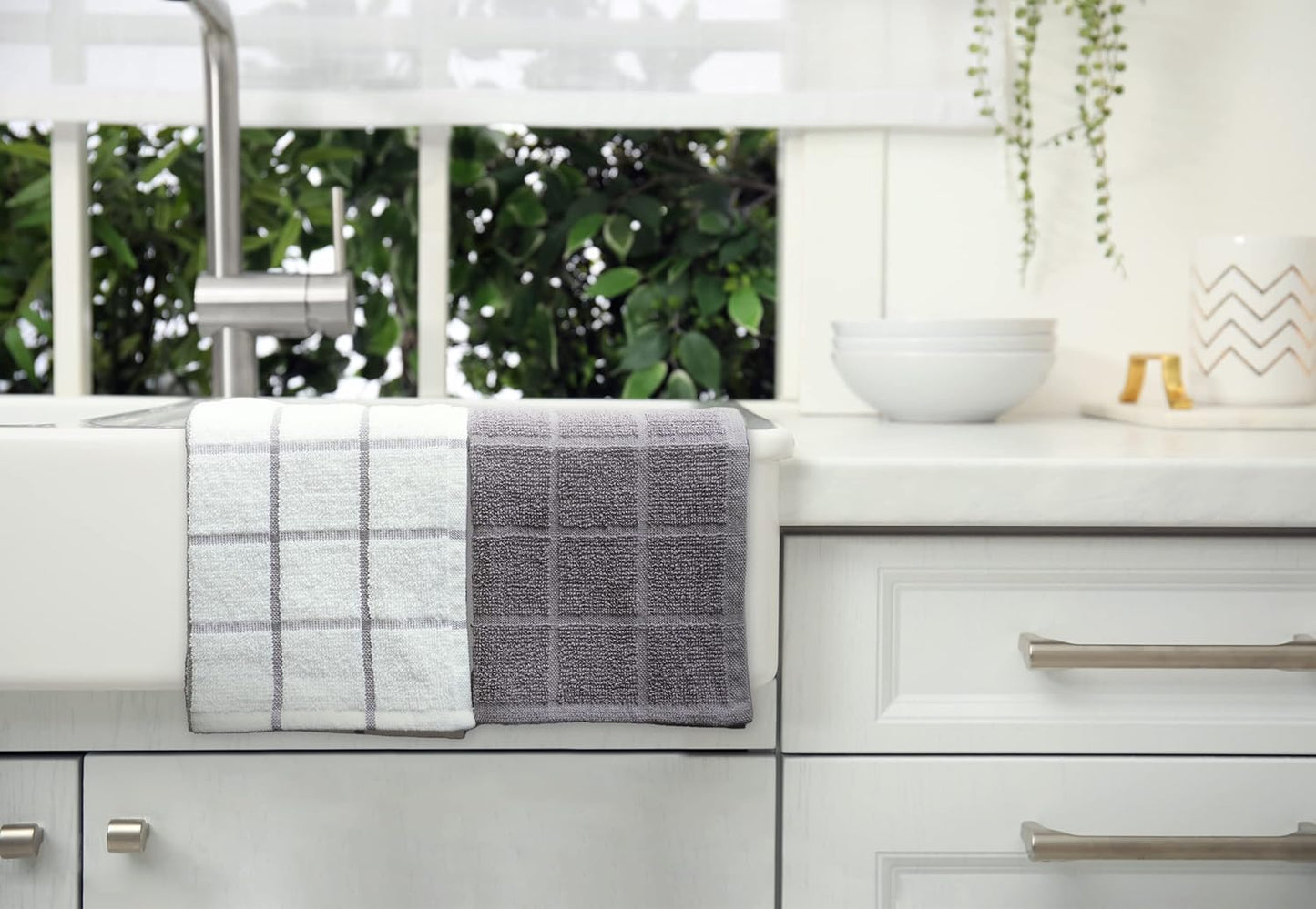 100% Cotton Terry Dish Cloth & Dish Towel, 6 Pack, Super Soft and Absorbent Kitchen Towels, Perfect
