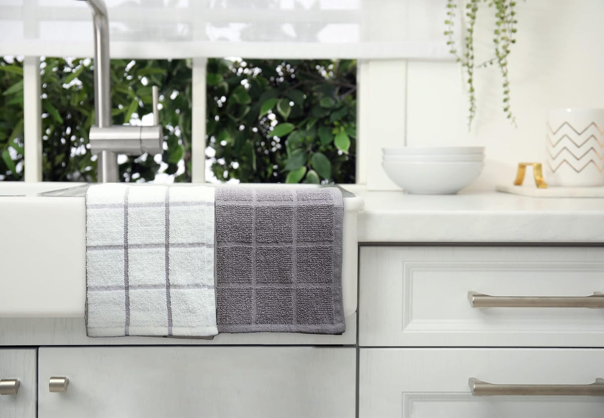 100% Cotton Terry Dish Cloth & Dish Towel, 6 Pack, Super Soft and Absorbent Kitchen Towels, Perfect
