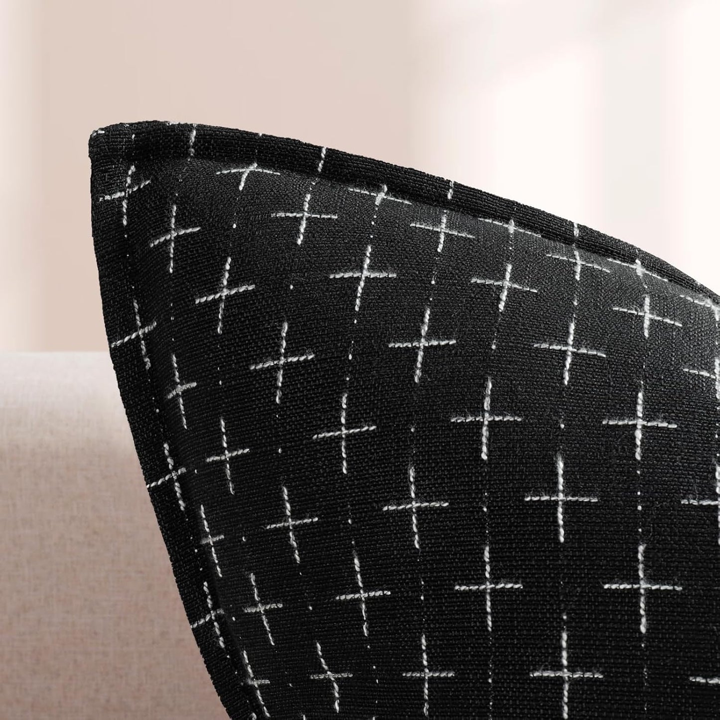 ZWJD Pillow Covers 22x22 Set of 2 Soft Polyester Textured Pillow Covers with Stylish Flange Edge