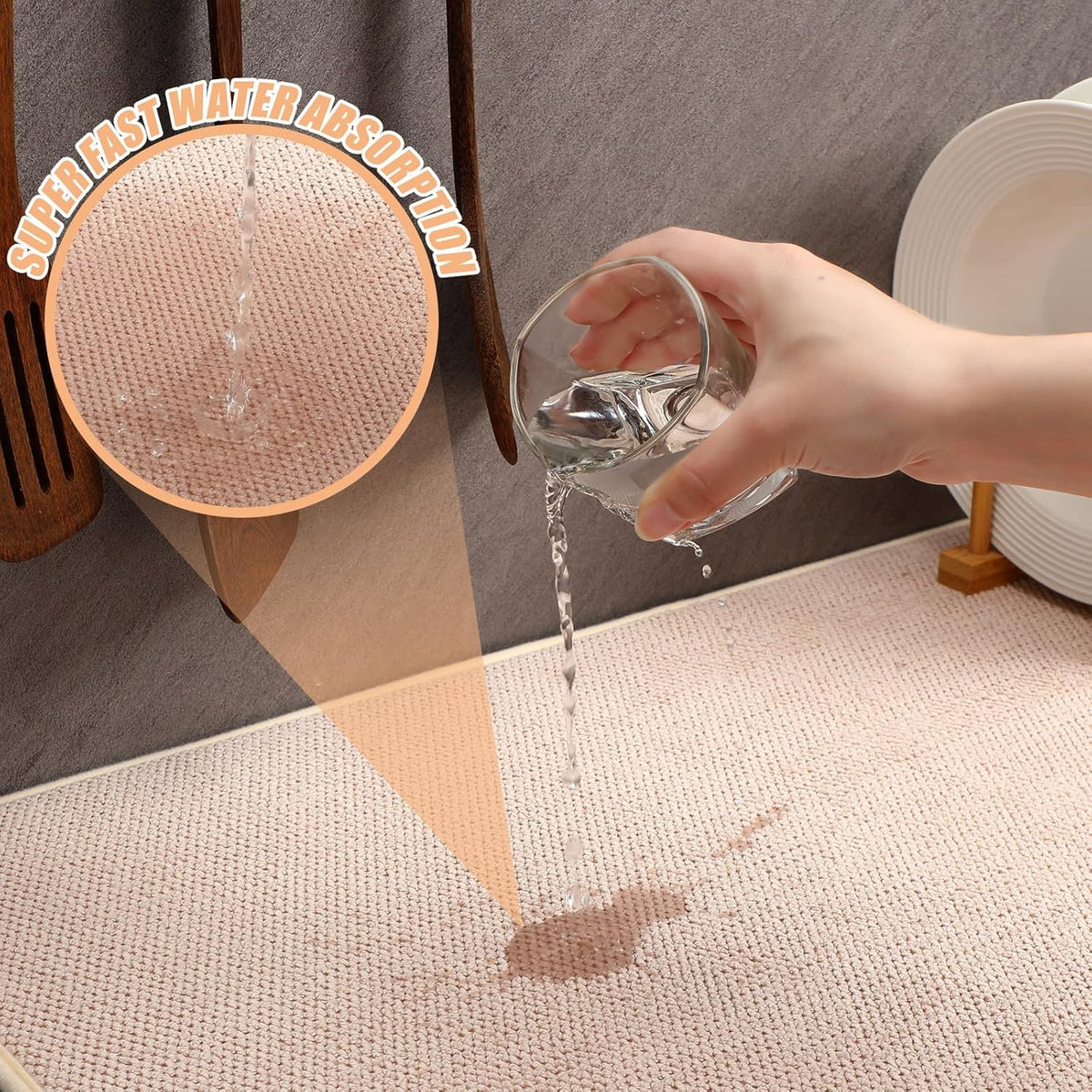 Hushee 2 Pack Extra Large Dish Drying Mat Microfiber Absorbent Dish Drying Pad Large Size Dishes