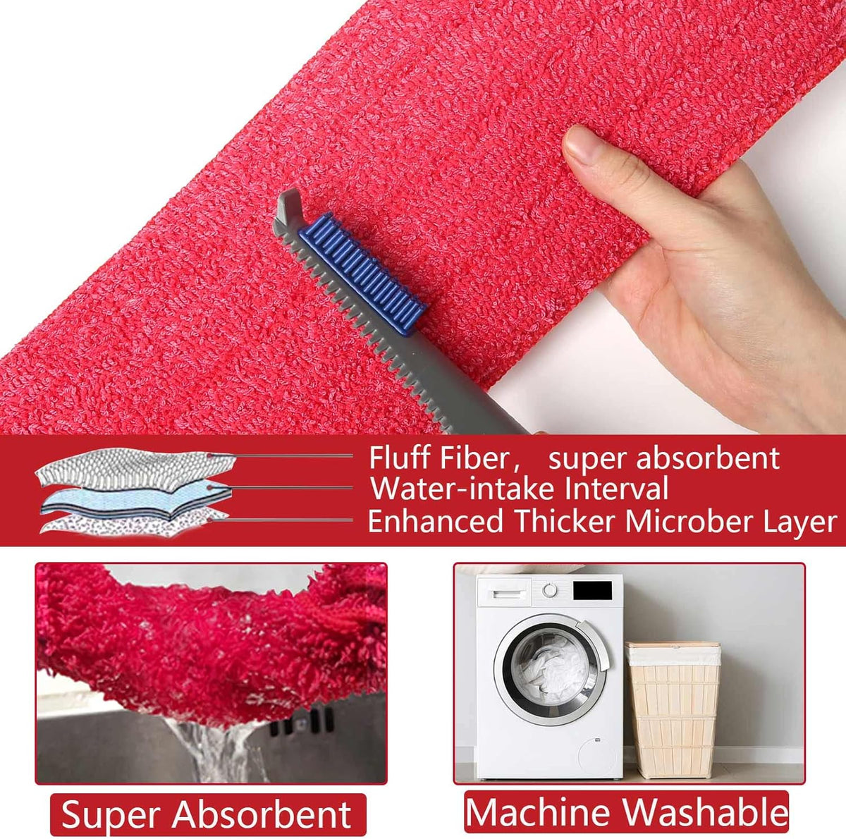 Mop for Floor Cleaning, Professional 18 Inch Washable Reusable 3 Pads Refills and Refillable Spray