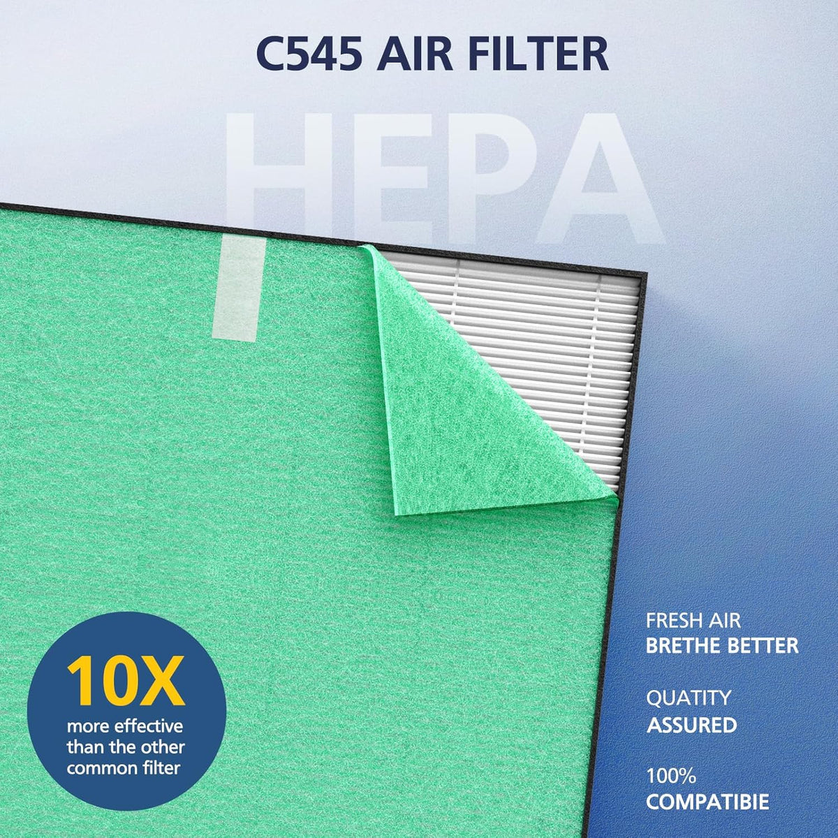 2 Pack C545 HEPA Pollen Replacement Filter S Compatible with Winix C545 Air Purifier, Replaces Part