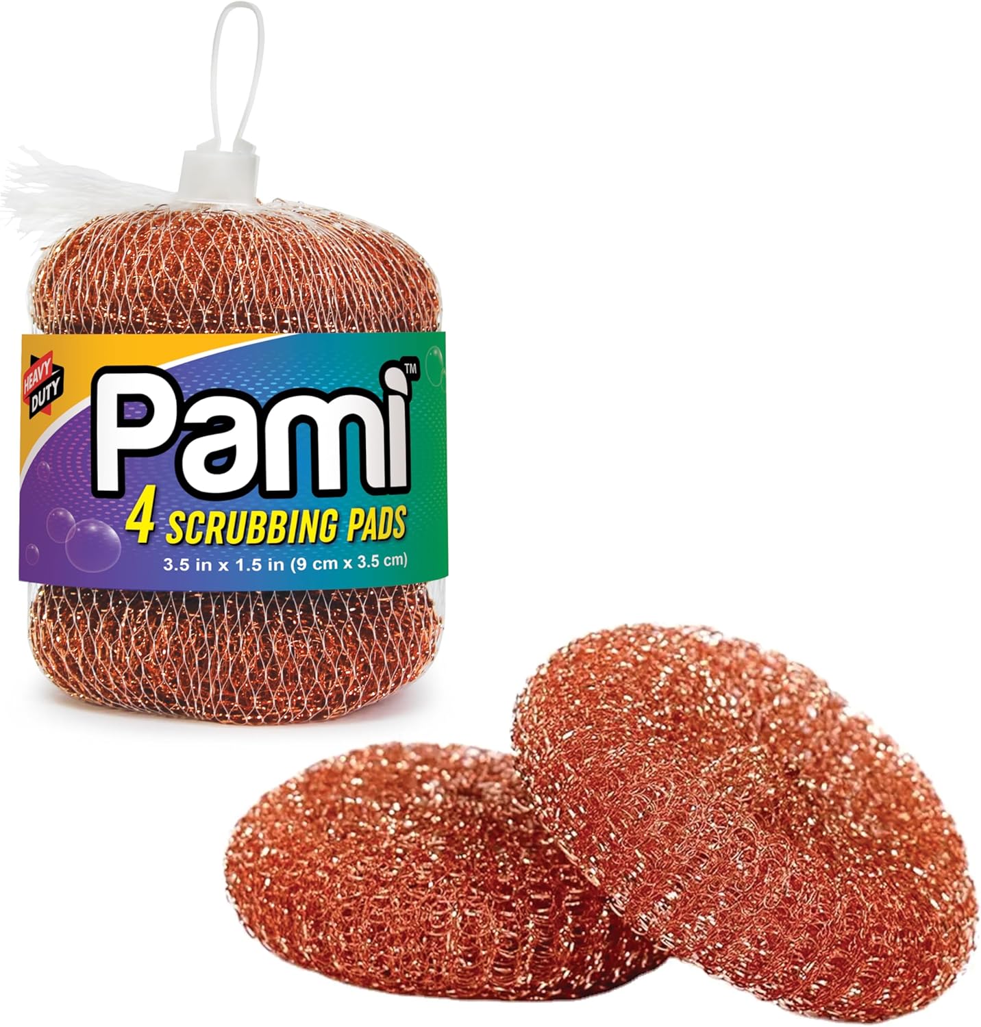 PAMI Heavy Duty Non Scratch Copper Scrubbers for Pots and Pans, Copper Wool Scrubber, Reusable