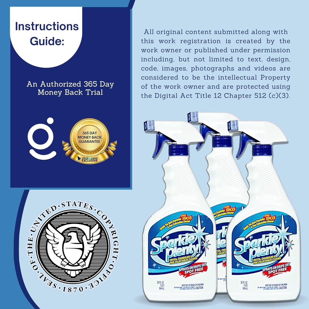 Sparkle Plenty Chandelier Cleaner Drip Dry Spray No Wipe - Dust Remover & Streak Free Glass Cleaner