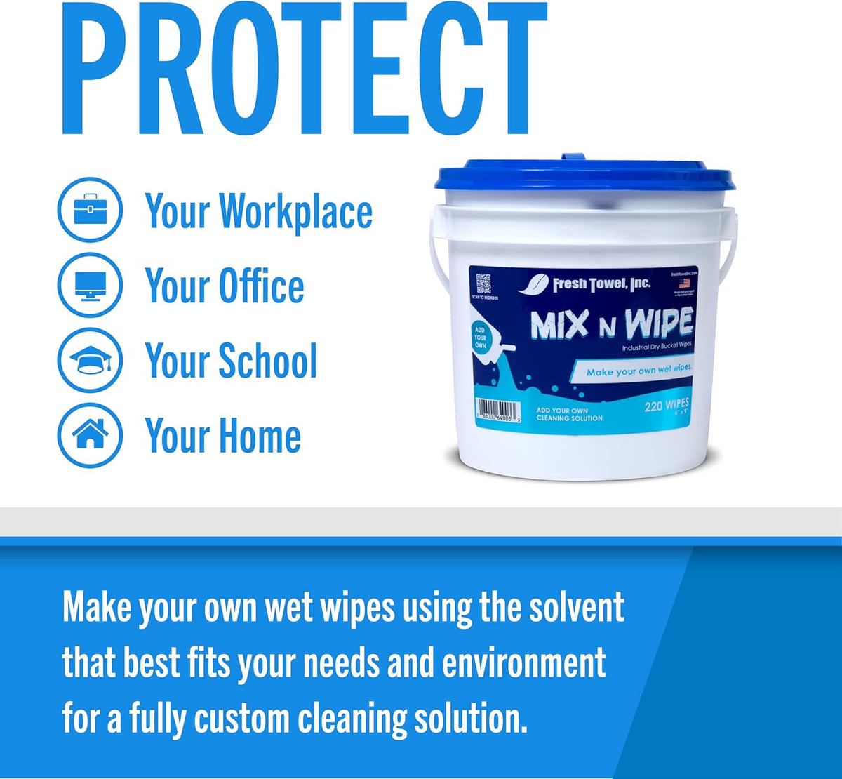 Fresh Towel Mix-N-Wipe Dry Wipes Refill, 1-Pack (220 Sheets) – Make Your Own Wet Wipes – 6" x 9"