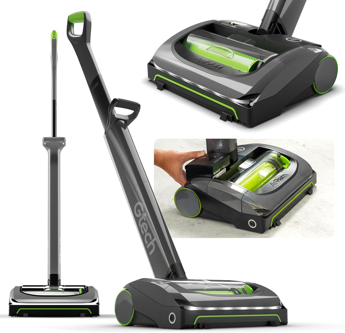 Gtech AirRAM MK2 Cordless Vacuum Cleaner with Powered Brush Head - Perfect for Carpet and Hardwood