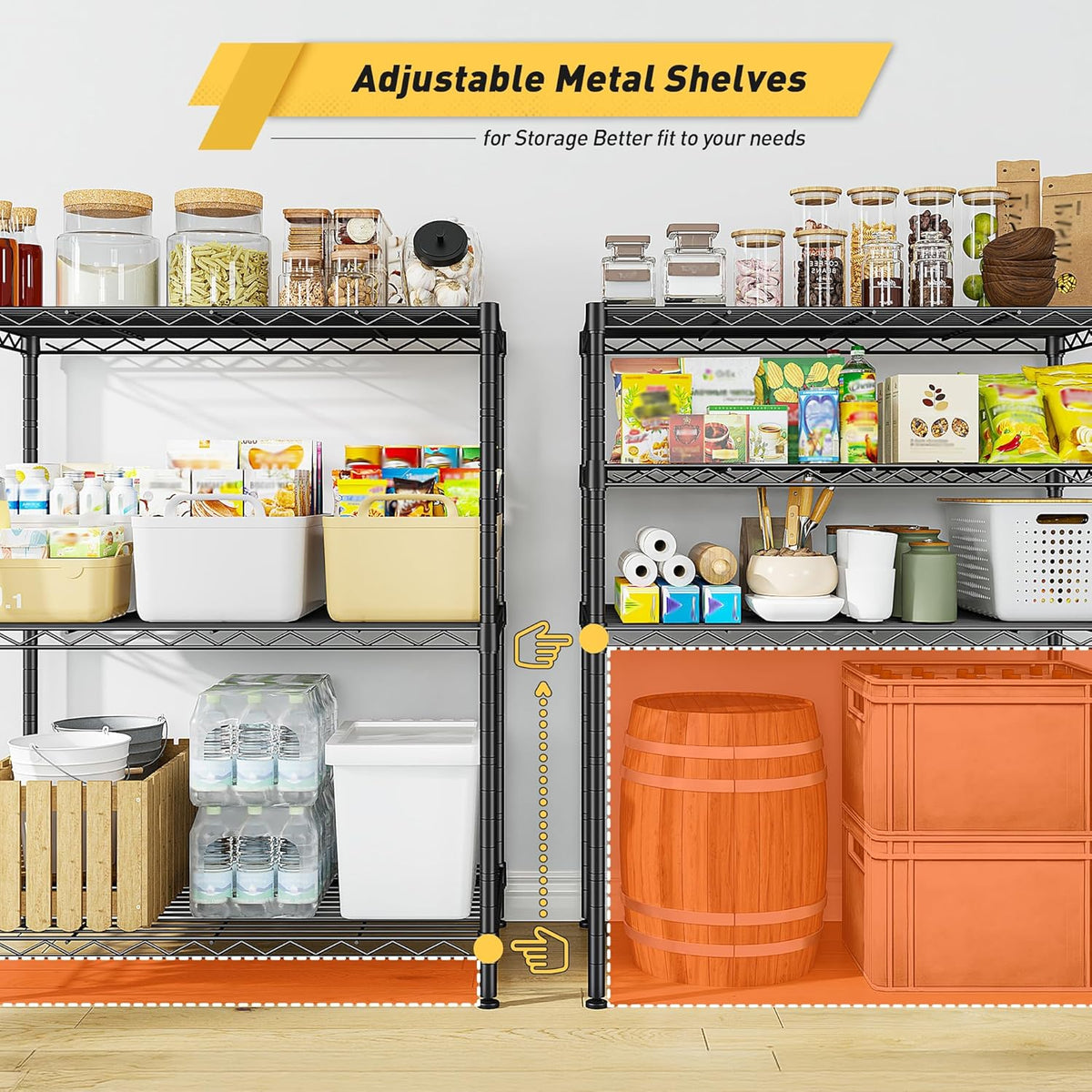 Storage Shelves Adjustable Wire Shelving Metal Wire Rack Shelving Unit Storage Shelf for Kitchen