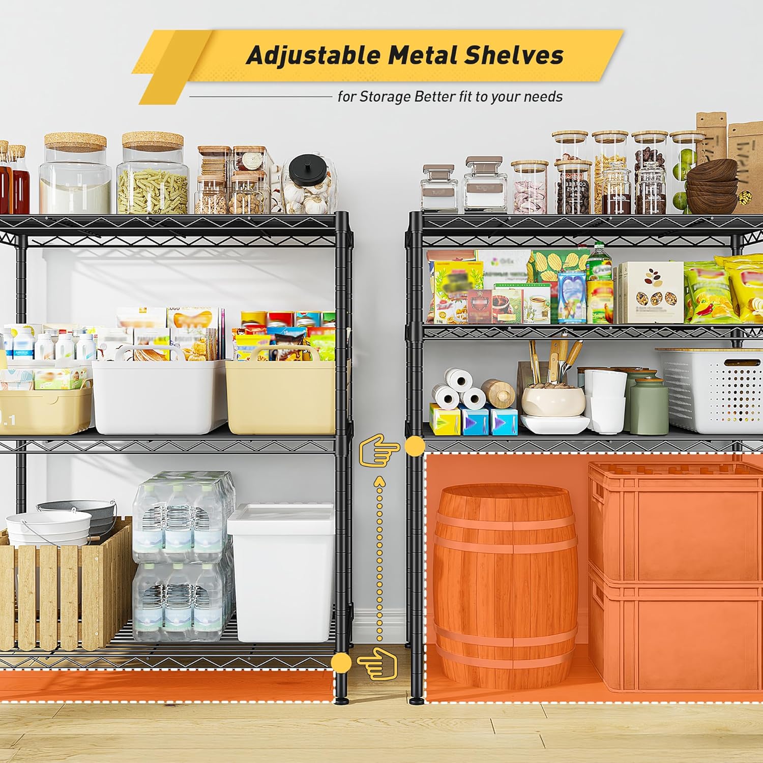 Storage Shelves Adjustable Wire Shelving Metal Wire Rack Shelving Unit Storage Shelf for Kitchen