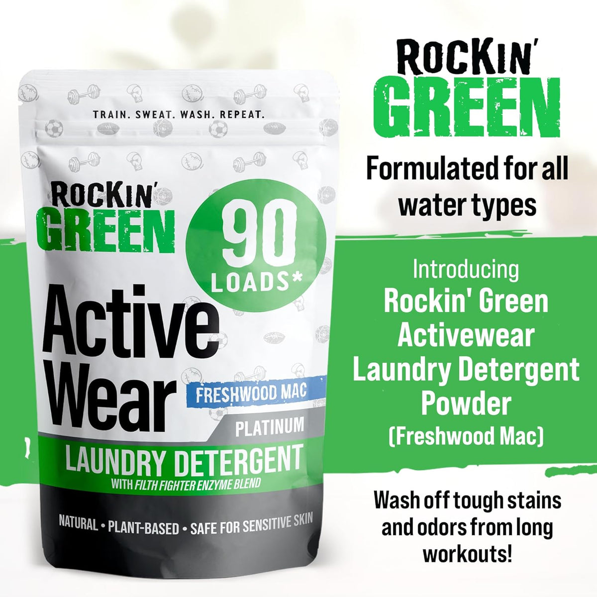Rockin' Green Laundry Detergent, Plant based, All Natural Laundry Detergent Powder, Vegan and