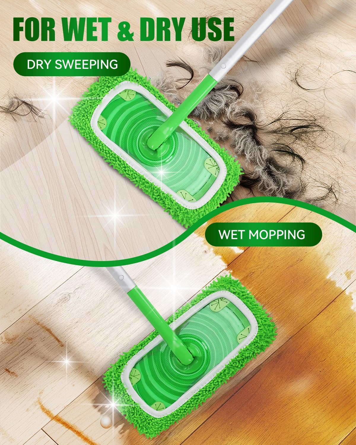 Reusable Wet Pads Refill for Swiffer Sweeper Mop, Dry Sweeping Cloths & Wet Mopping Cloths for