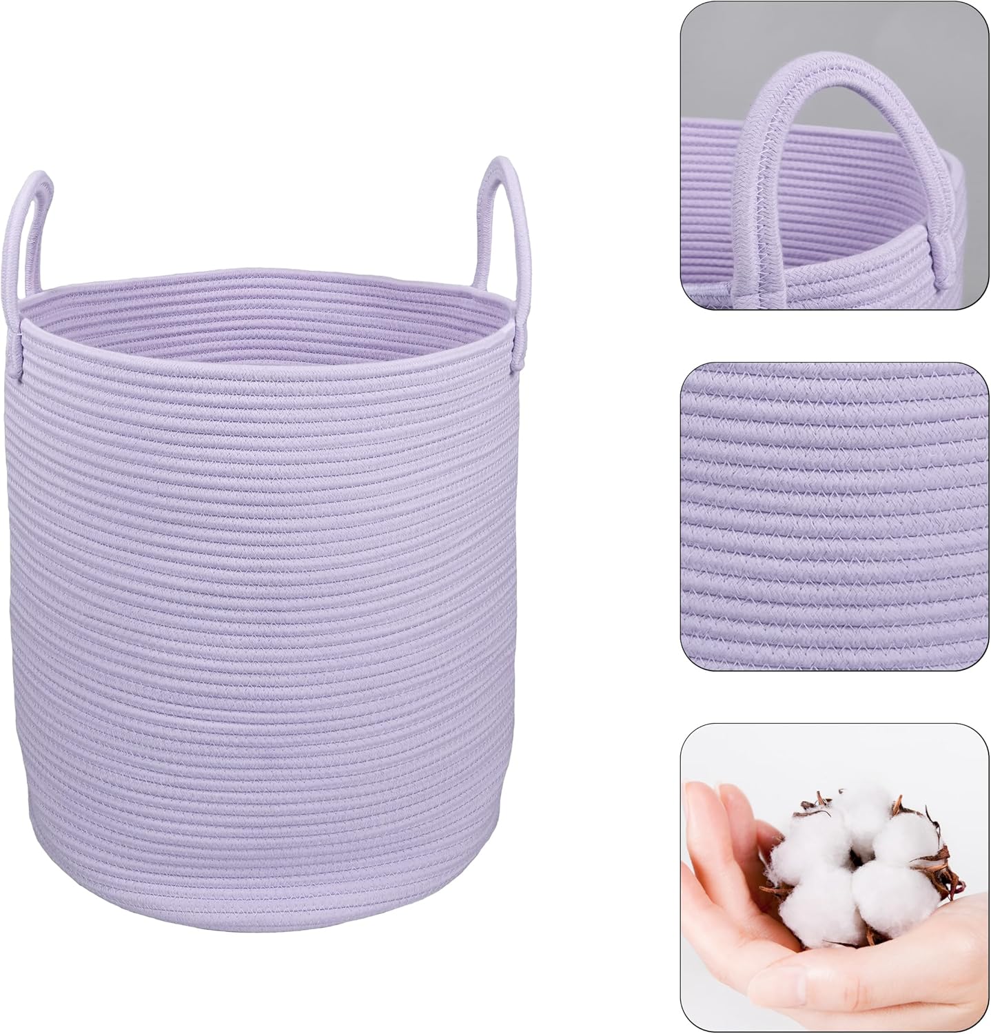 Rope Laundry Basket Hamper for Clothes Woven Storage Basket for Living Room Bedroom Boho Tall Rope