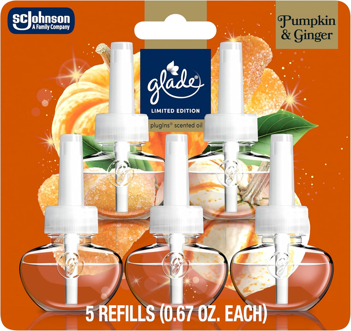 Glade PlugIns Refills Air Freshener, Pumpkin & Ginger, Scented and Essential Oils for Home and