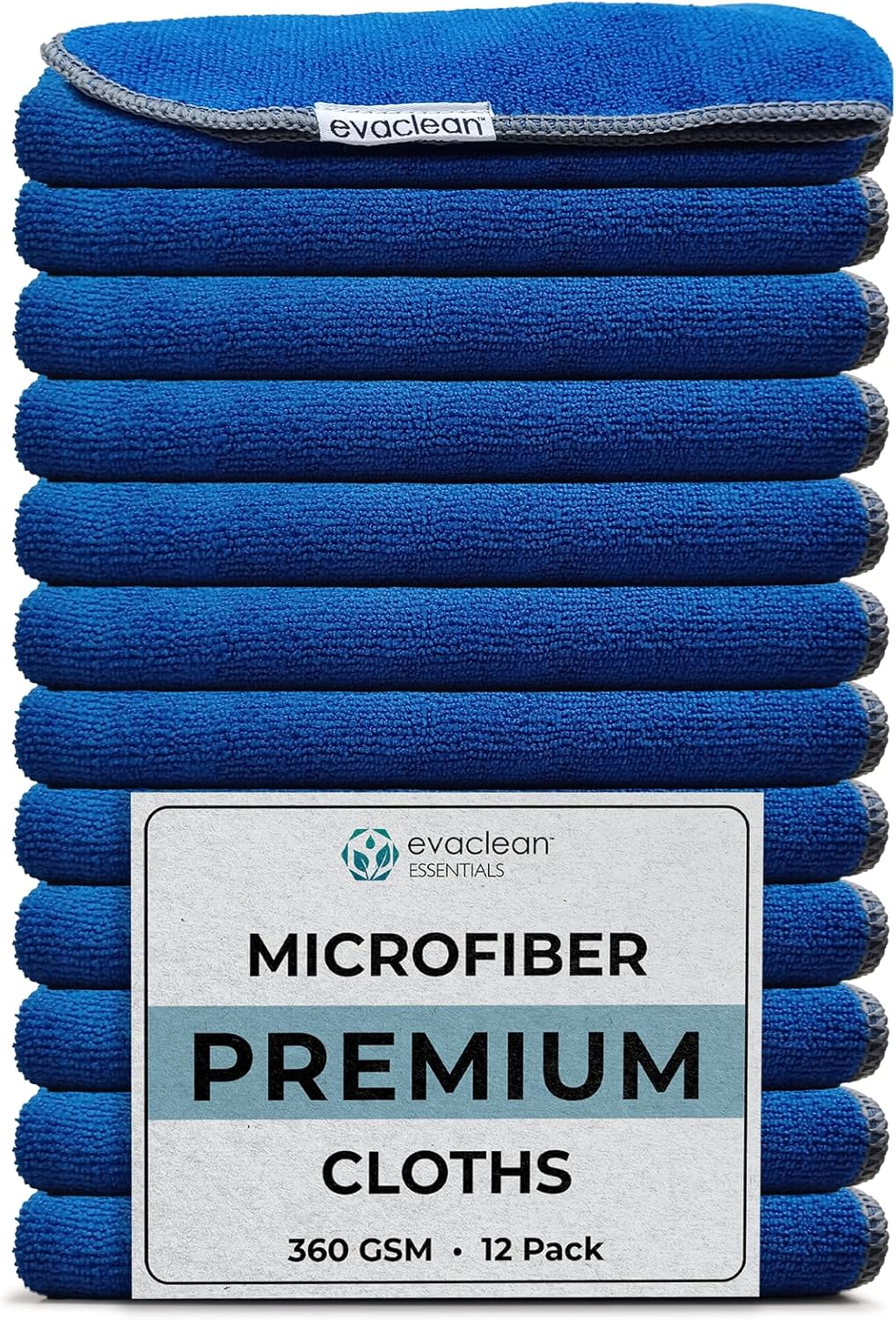 EvaClean Premium Microfiber Cleaning Cloth 16"x16" - Reusable, Washable, Non-Scratch, Microfiber