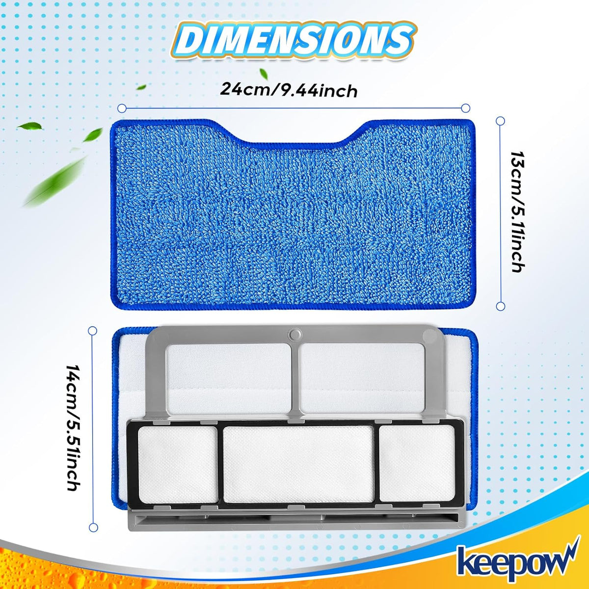 KEEPOW Reusable Mop Pads Refills Compatible with Shark VACMOP VM252 VM200 VC205 VM250 VM190