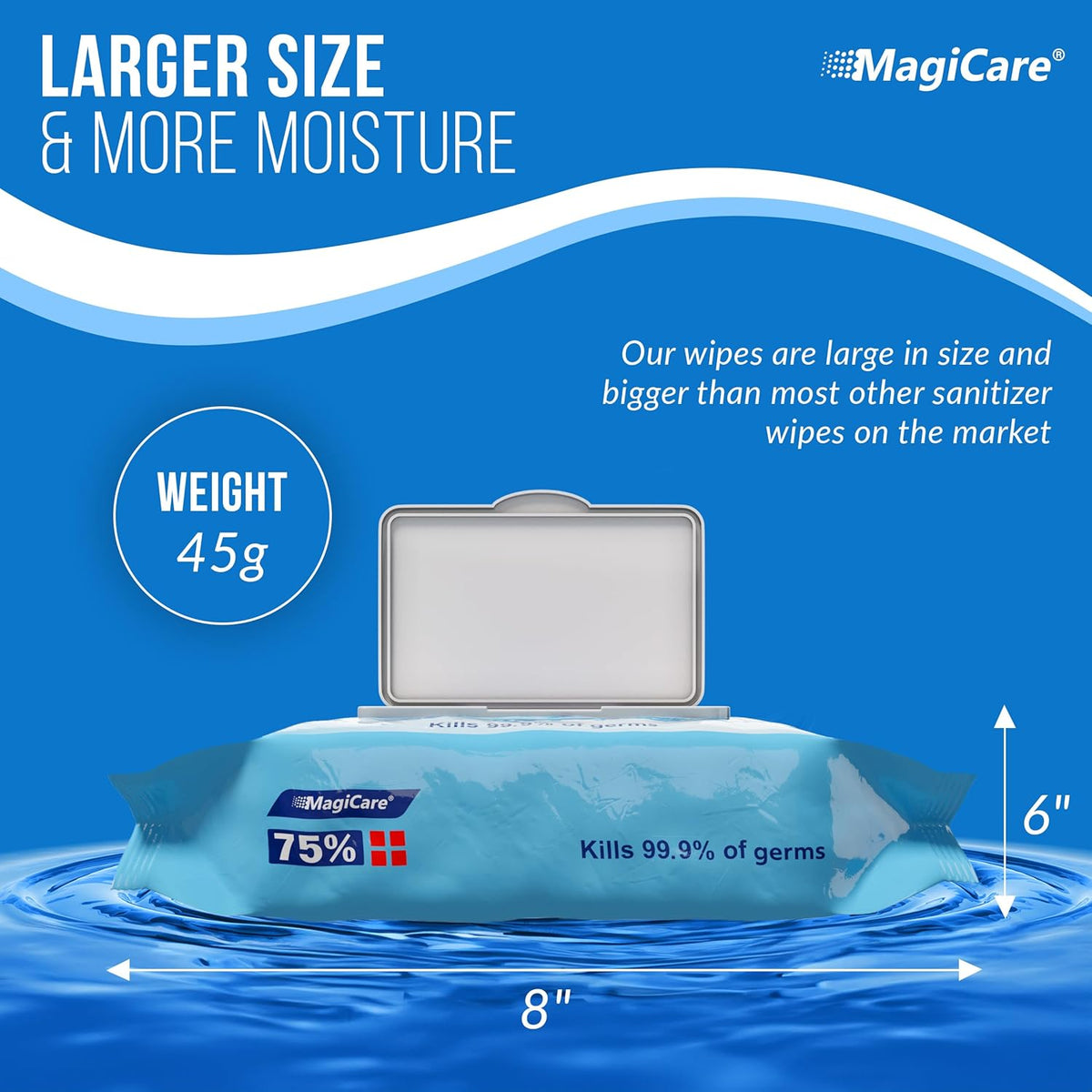 MagiCare 75% Large Alcohol Wipes (4-80ct Packs) - Alcohol Hand Sanitizing Wipes, Premium