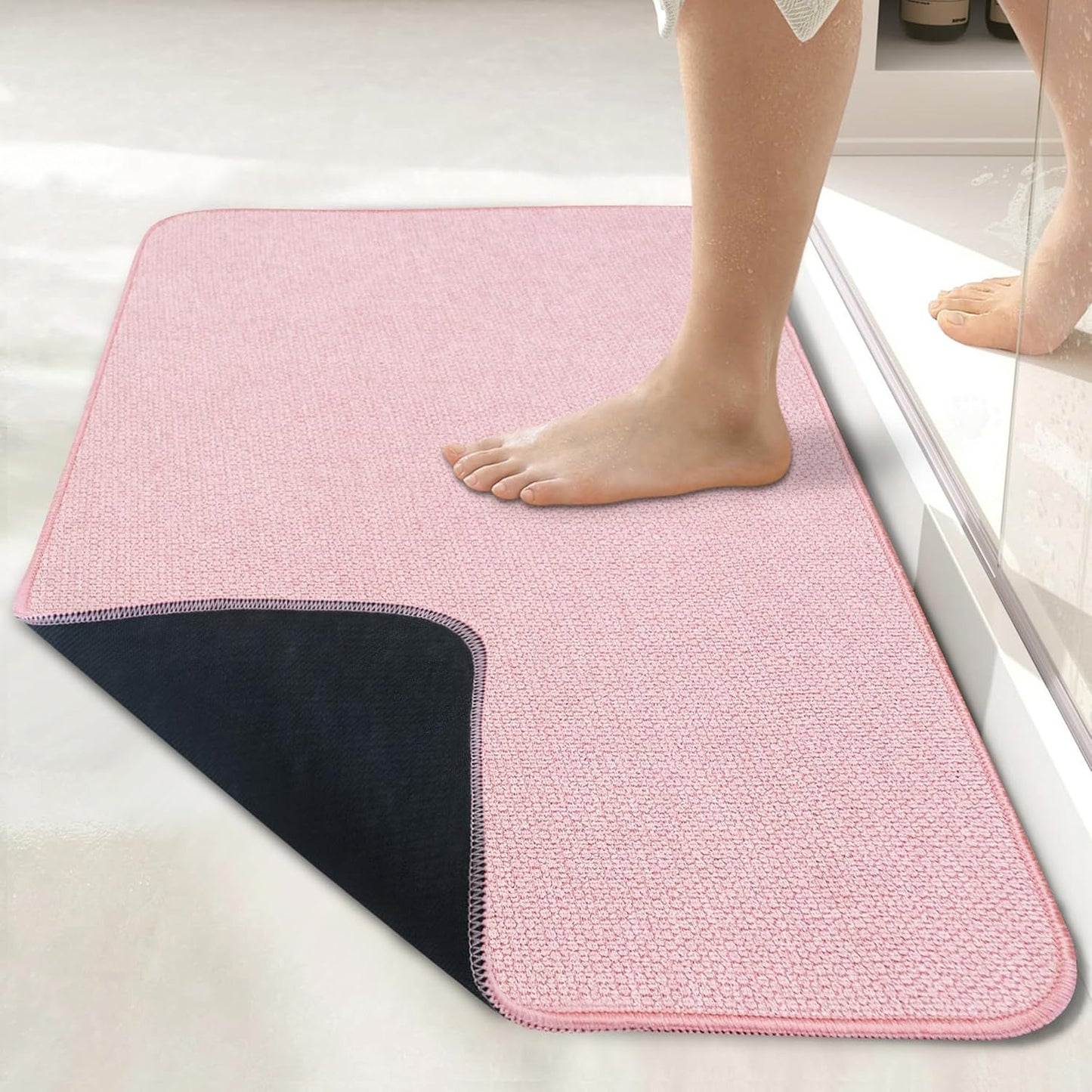 Bath Mat,Ultra Thin Bathroom Rugs,Rubber Bath Mats for Bathroom,No Slip Bath Rugs,Quick Dry,Machine