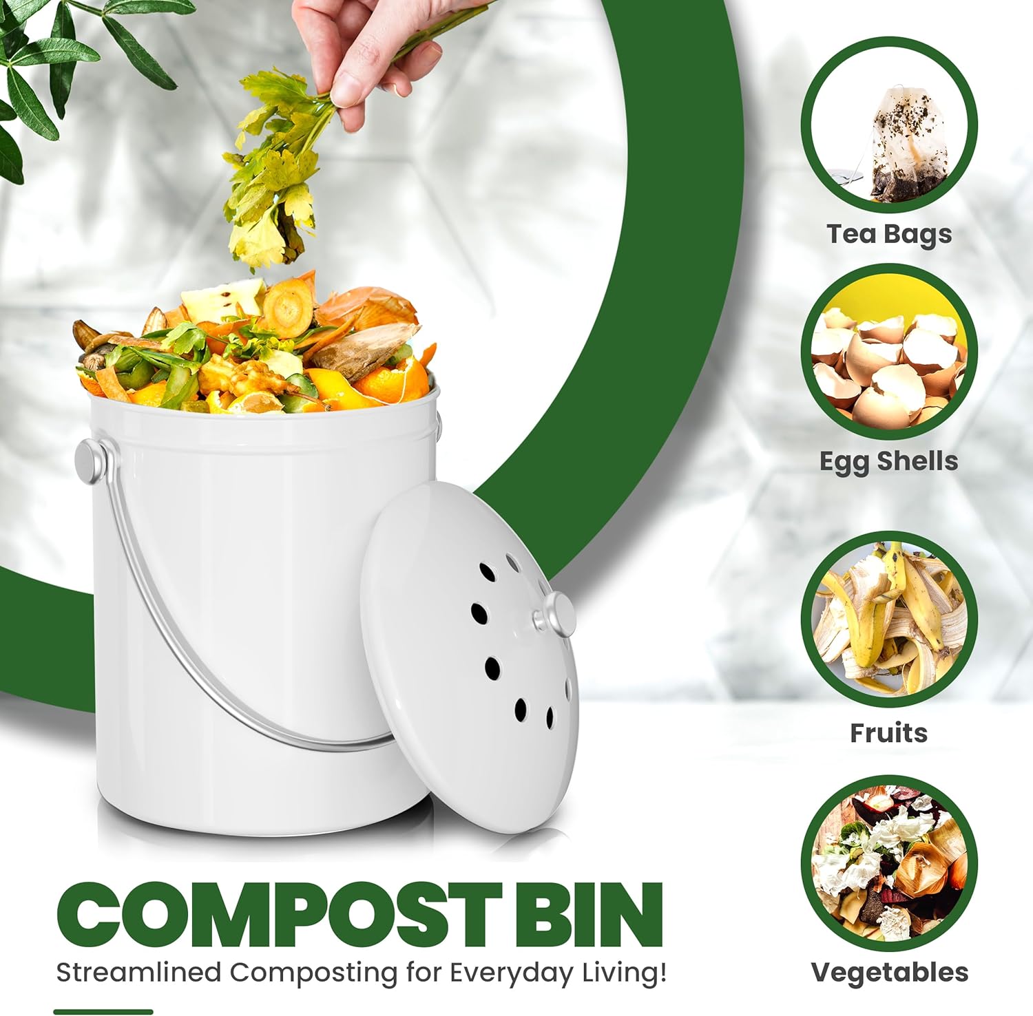 Utopia Kitchen Compost Bin for Kitchen Countertop, 1.3 Gallon Compost Bucket for Kitchen with Lid
